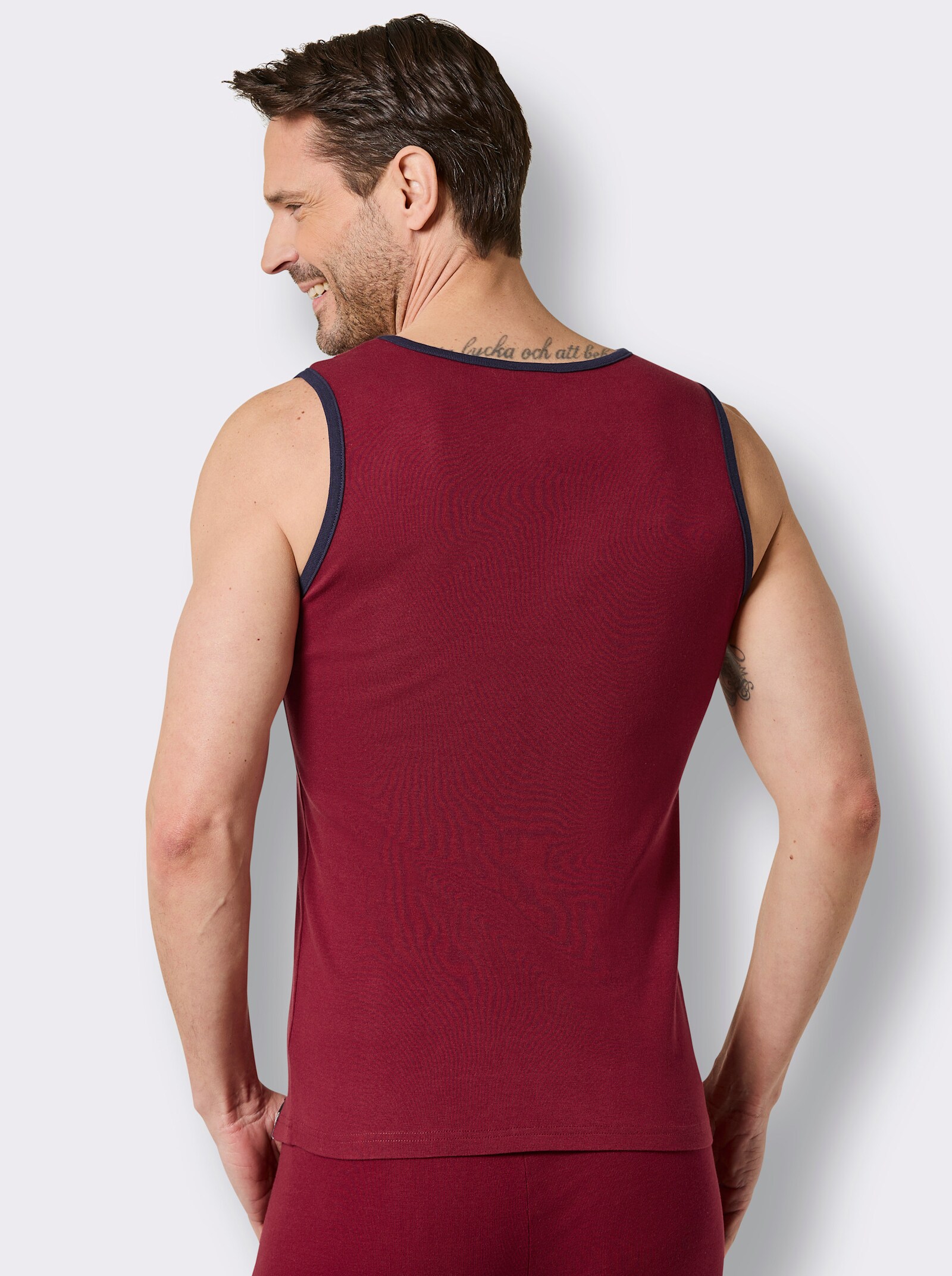 wäschepur men Unterhemd - marine + dunkelrot