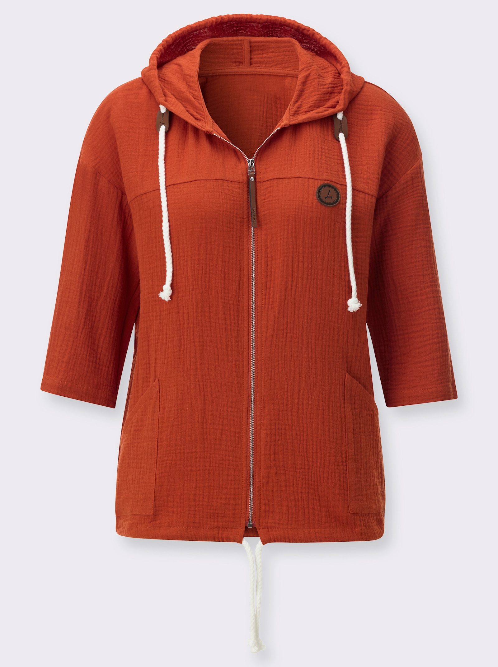 Blusenjacke mit Tunnelzug im Saum - rostrot