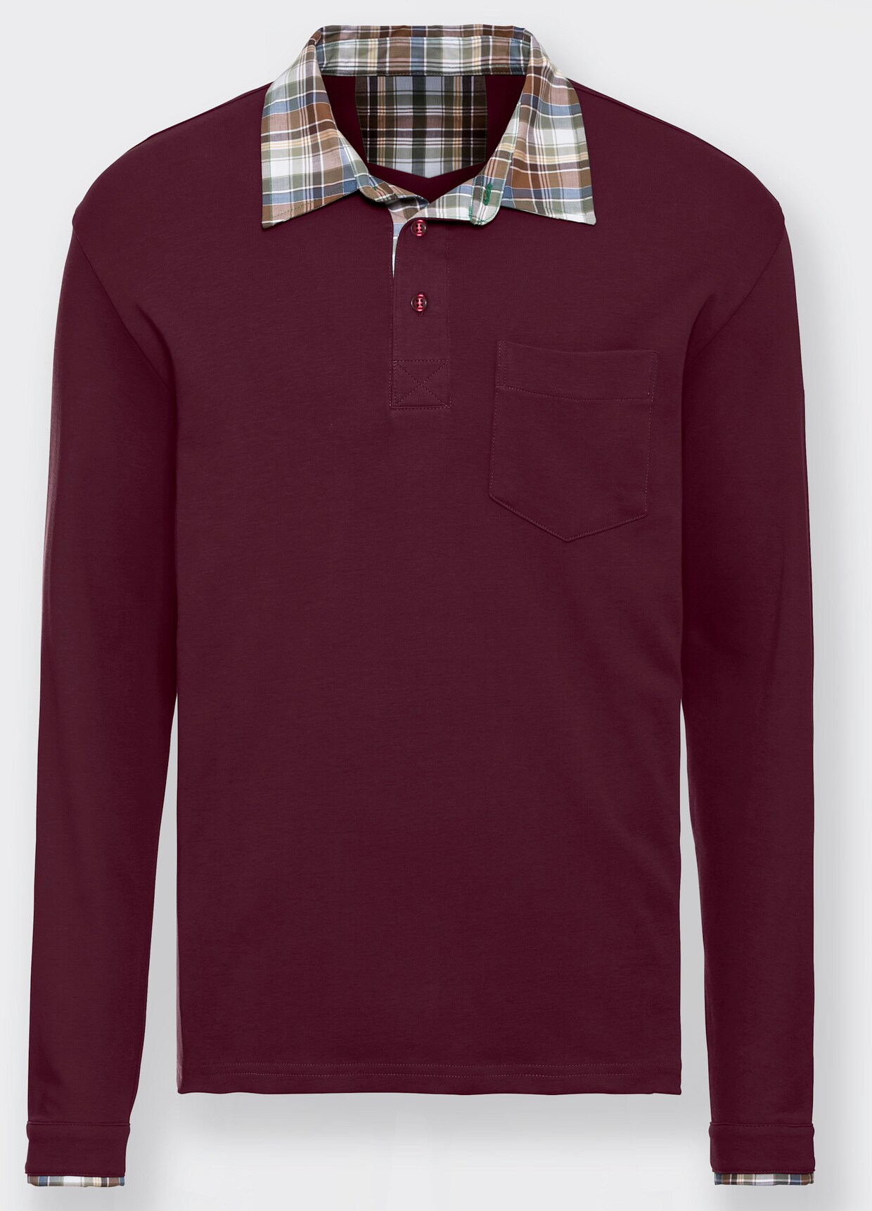 Langarm-Poloshirt - bordeaux