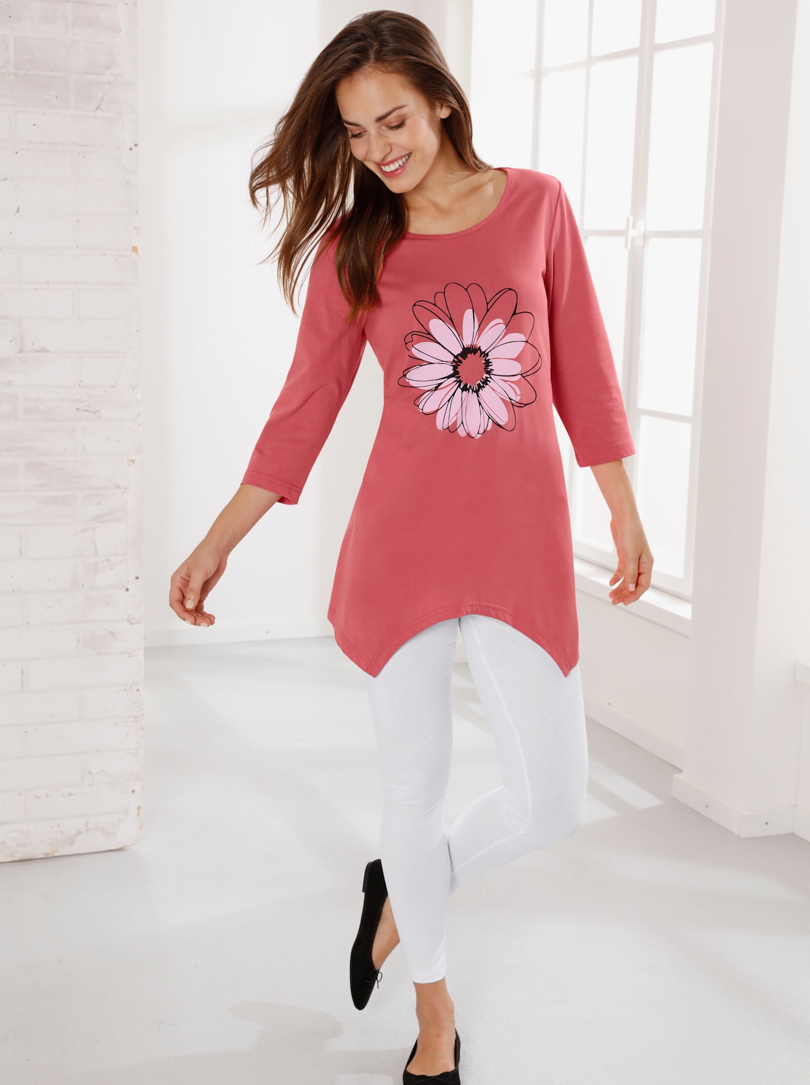 Leggings med hel resårlinning - vit