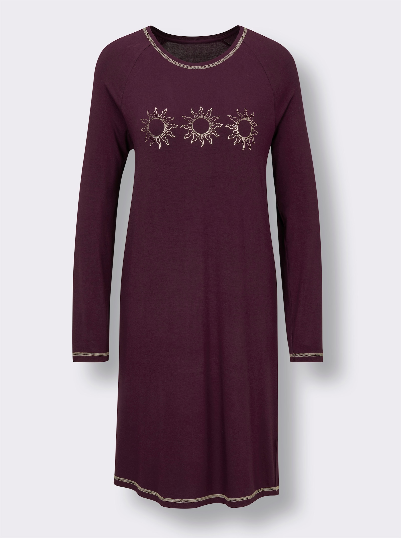 wäschepur Sleepshirt mit Sonnen-Motiven - burgund
