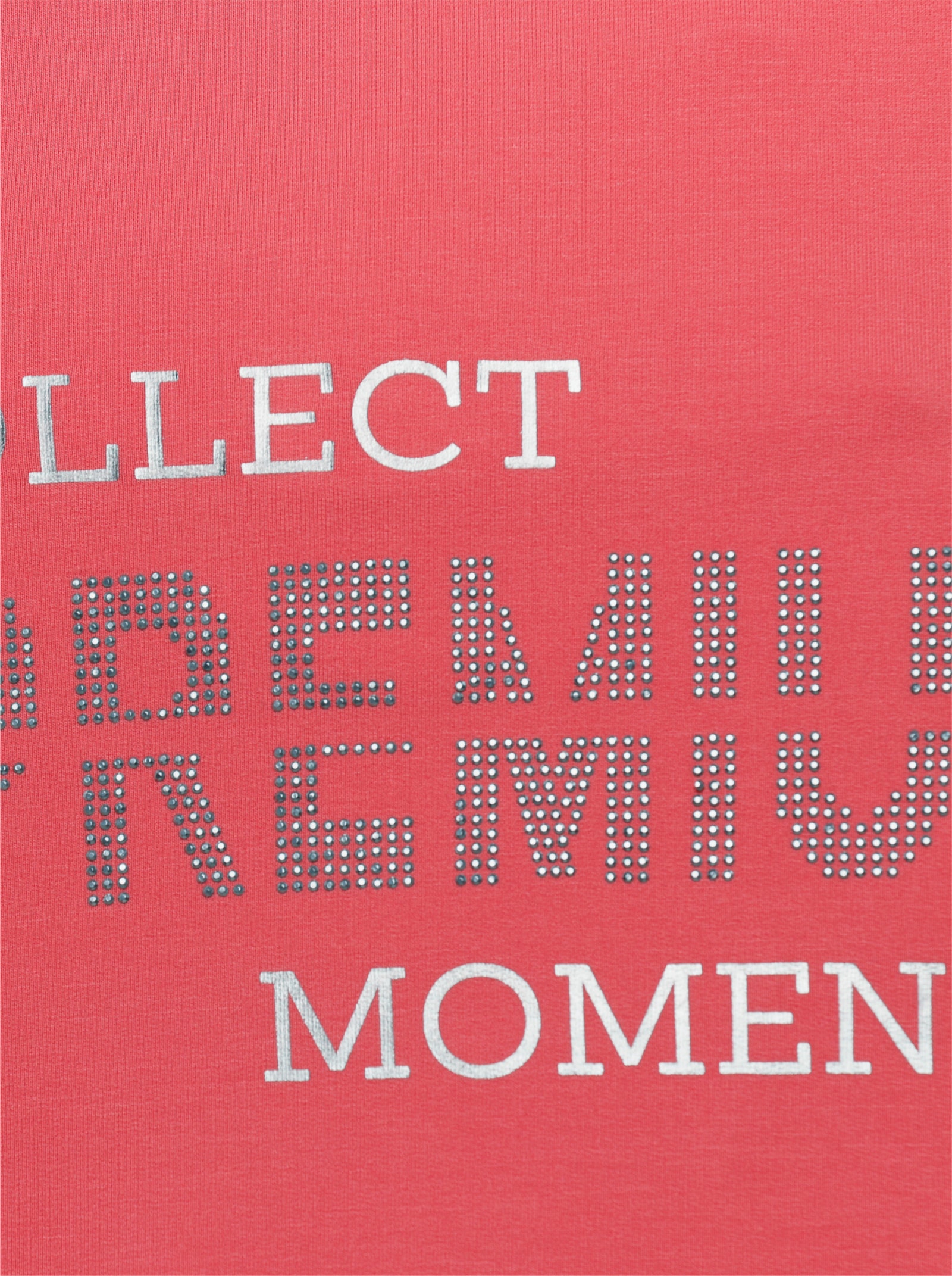 CREATION L PREMIUM Sweatshirt mit Folienprint und Glitzersteinchen - grapefruit