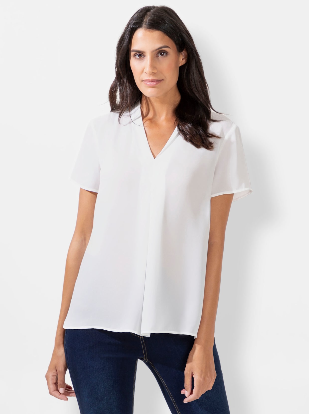 Blouse m. korte mouwen - wit