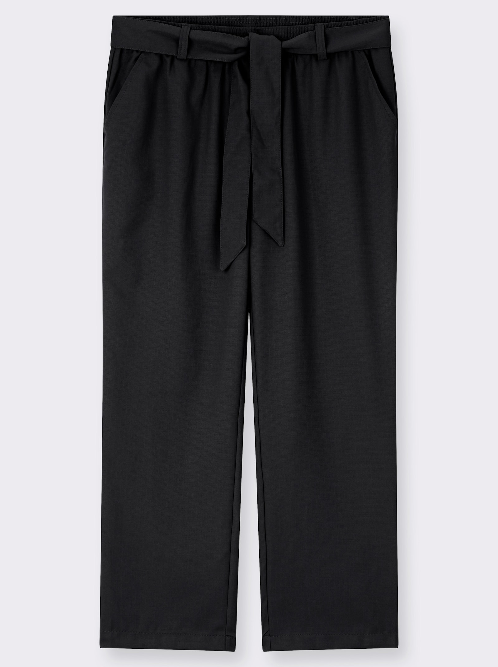 Palazzohose mit Bindegürtel - schwarz