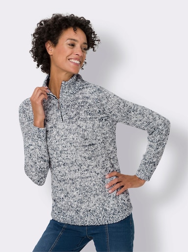 Strickpullover mit Effekt-Garn - marine-meliert