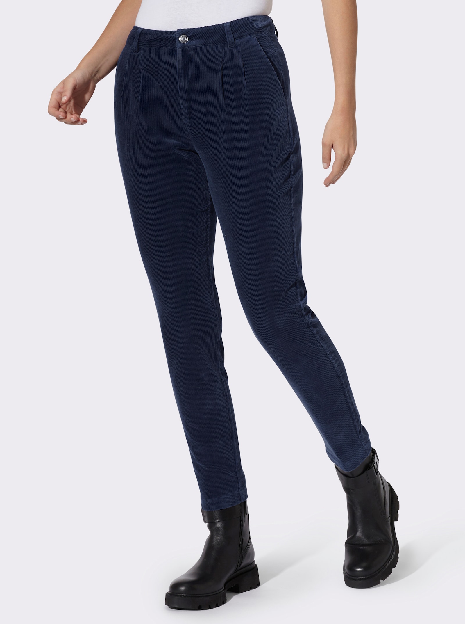 heine Cordhose mit Bundfalten - marine
