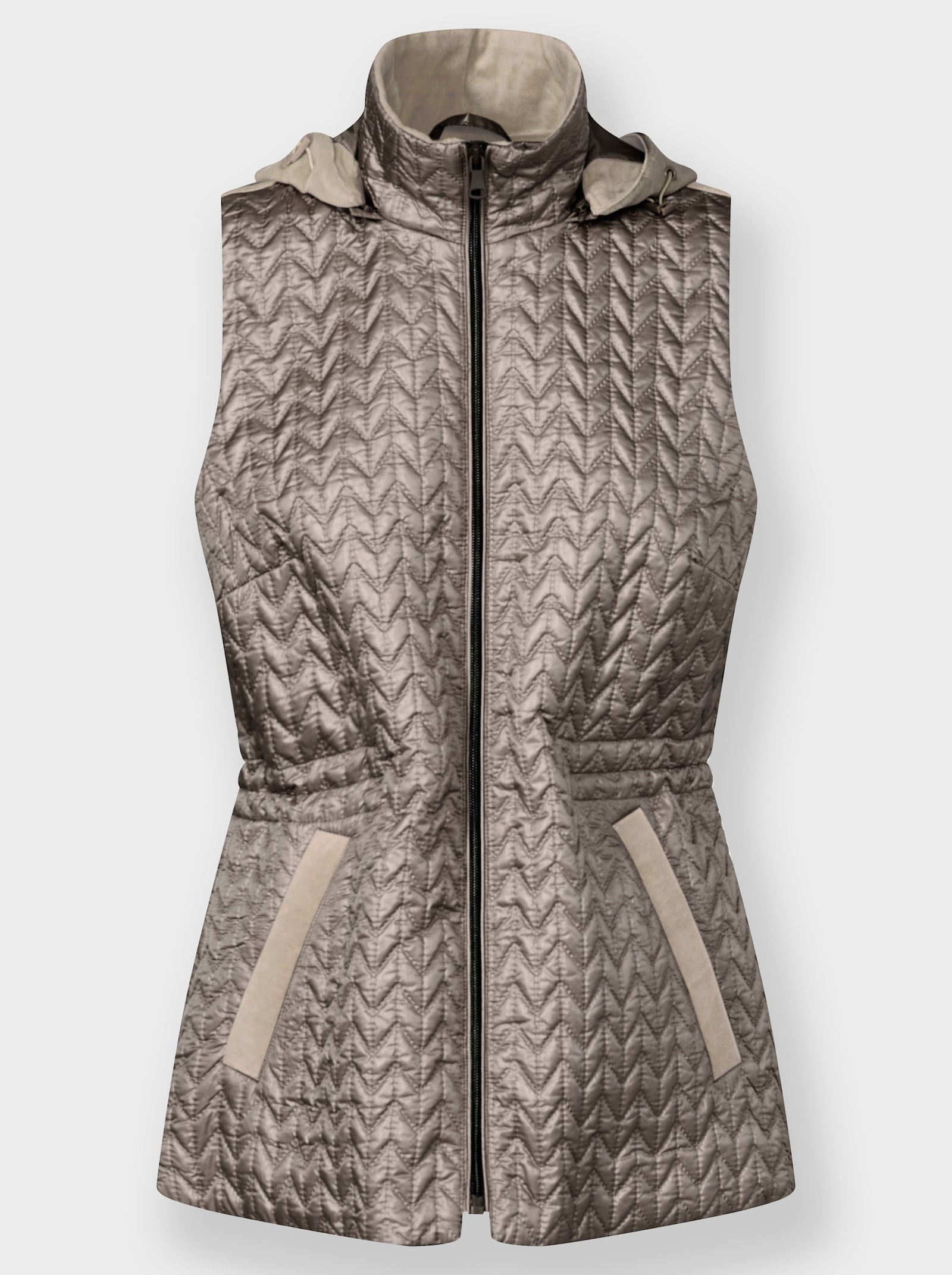 Bodywarmer met zigzag-laserstiksel - beige