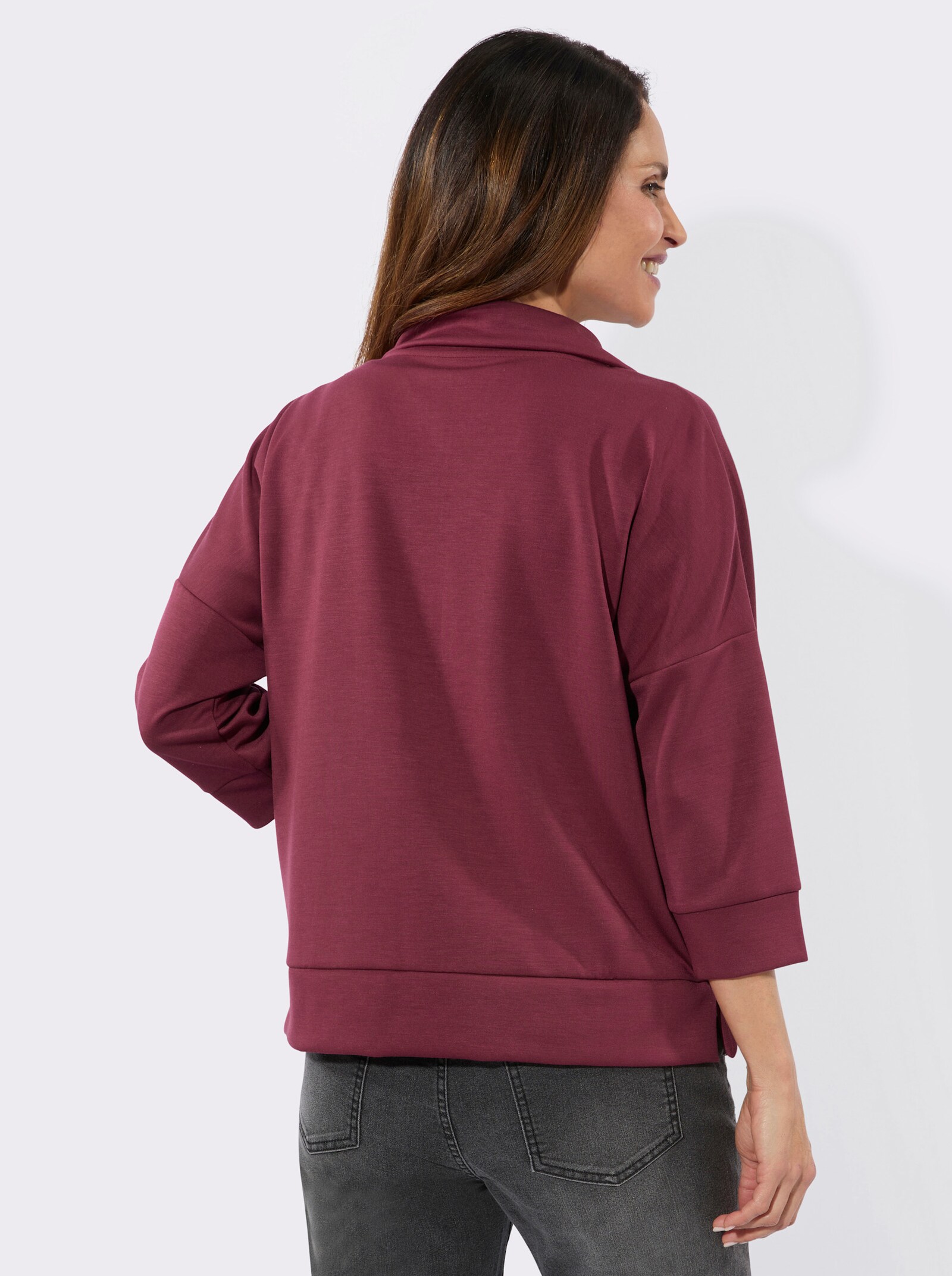 Sweatjacke mit 3/4-Ärmeln - bordeaux