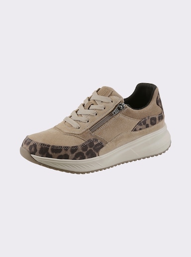 Waldläufer Sneaker mit Details in Tierfell-Optik - beige