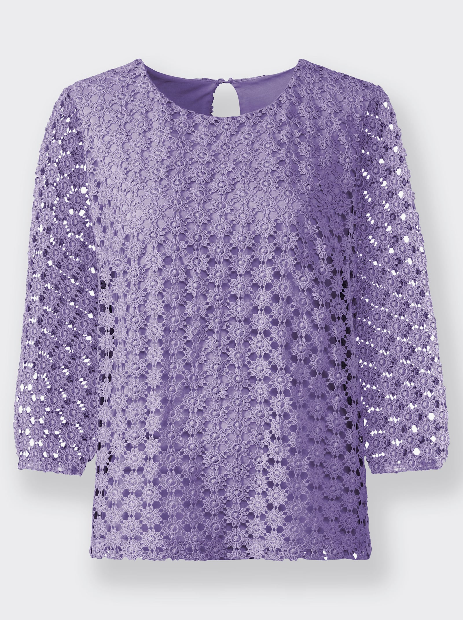 Spitzenshirt , am Body blickdicht unterlegt - lavendel