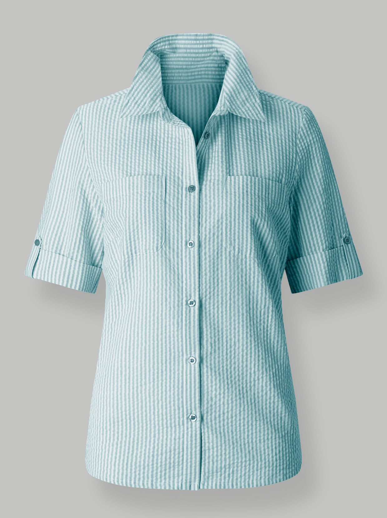 Longline blouse - mint gestreept