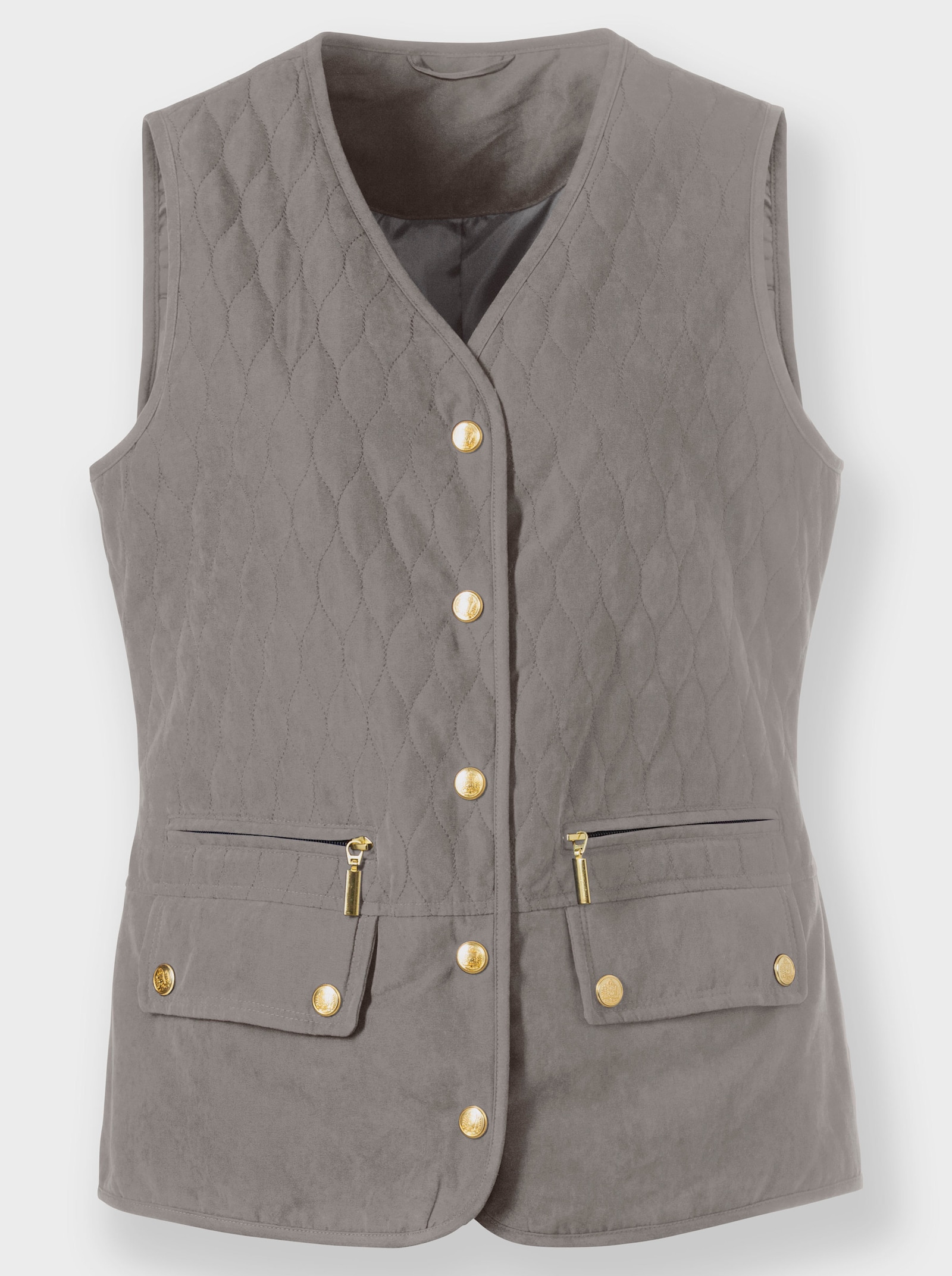 Steppweste mit Pattentaschen - grau