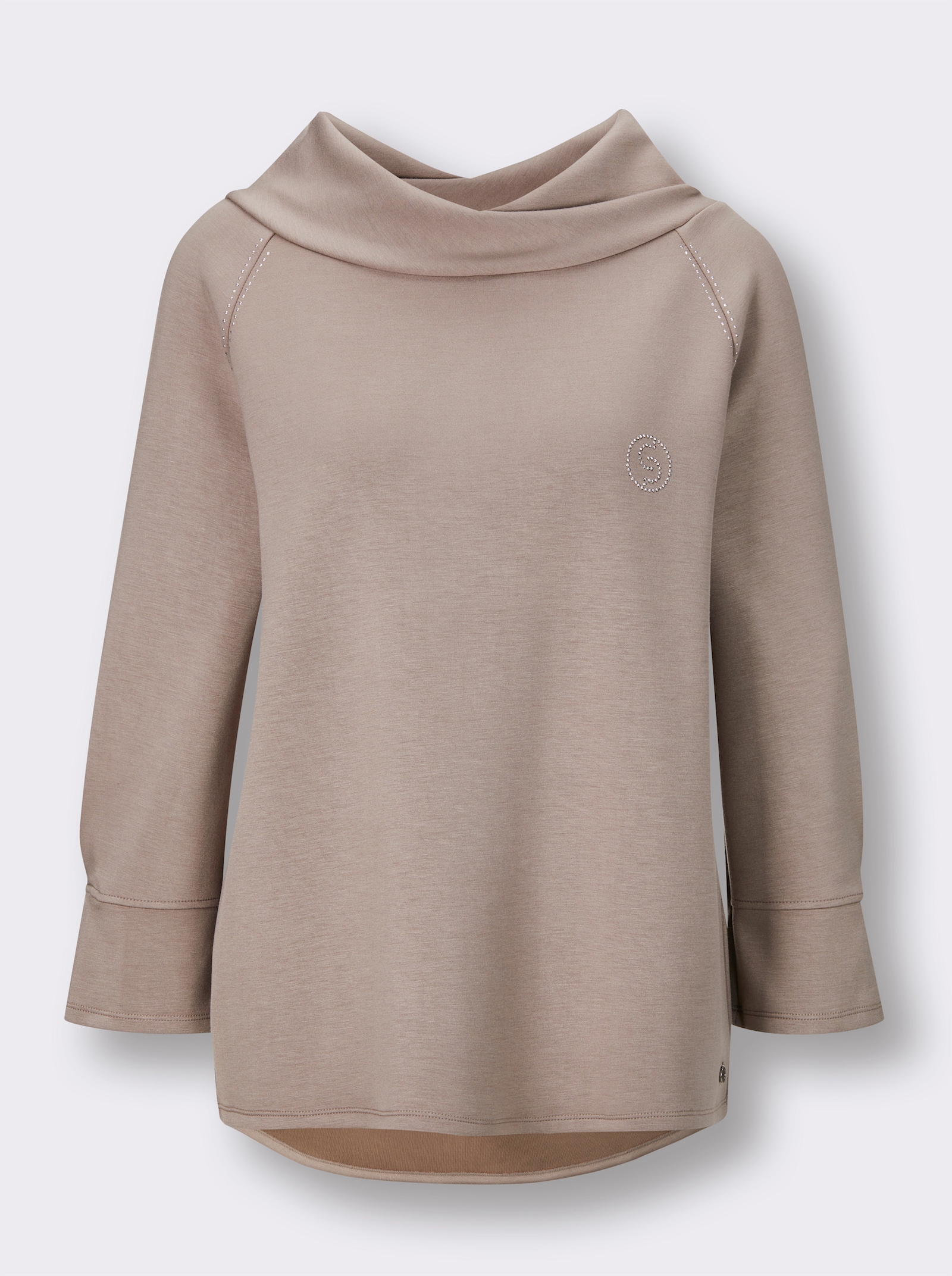 CREATION L PREMIUM Sweatshirt mit Glitzersteinchen - taupe
