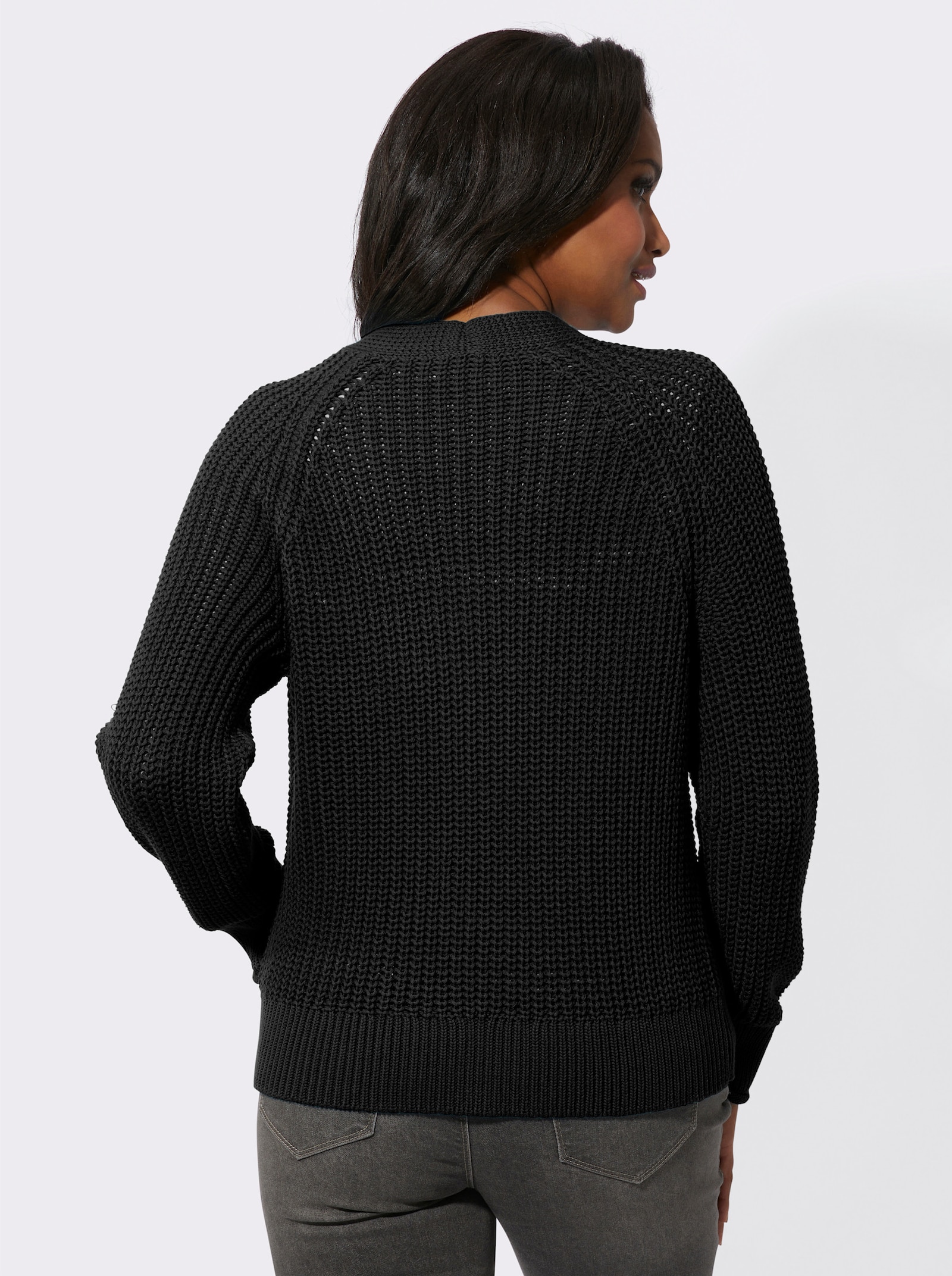 Kofta i grovstickat mönster - svart