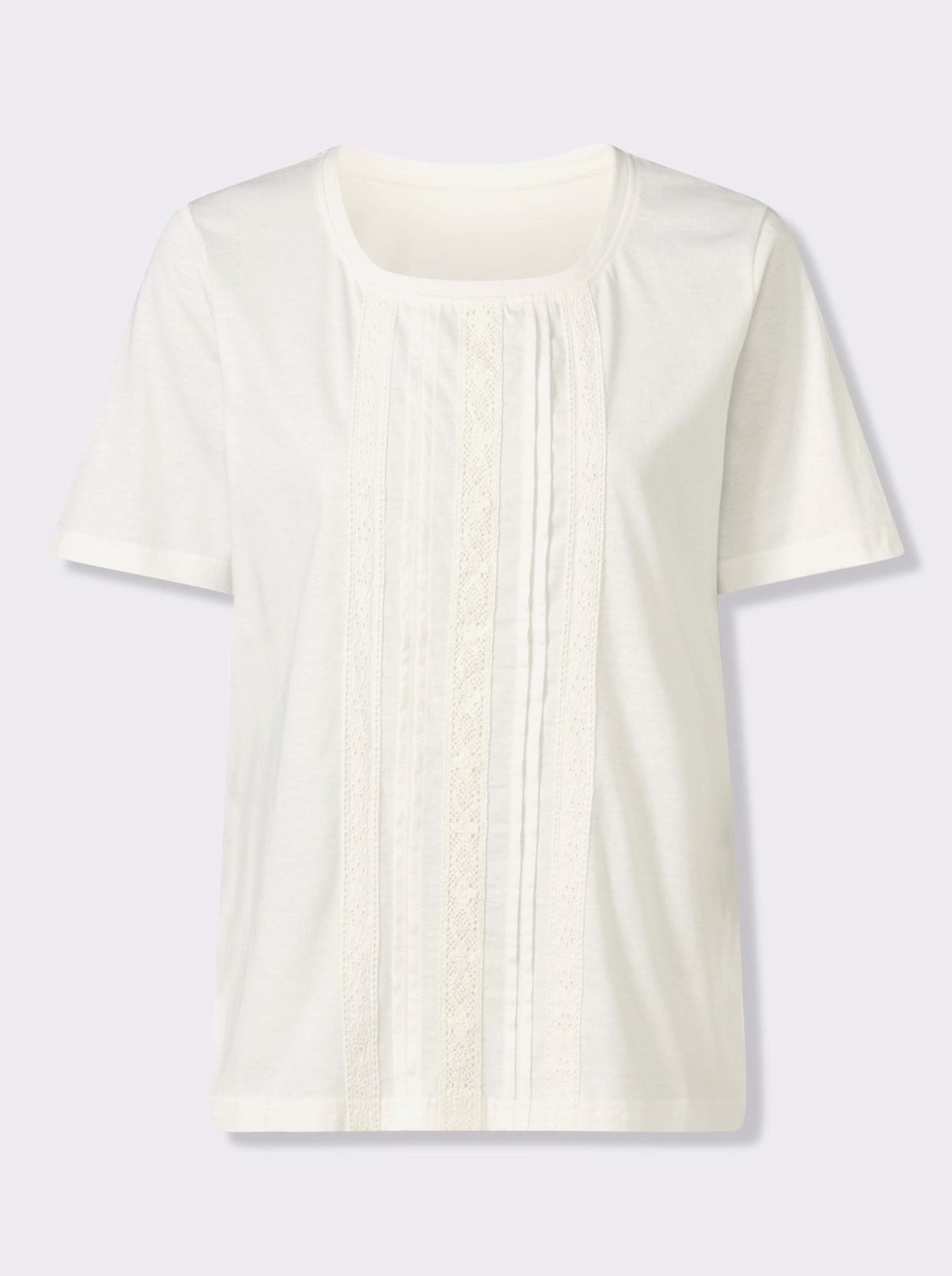 Kurzarmshirt in figurfreundlicher A-Linie - ecru