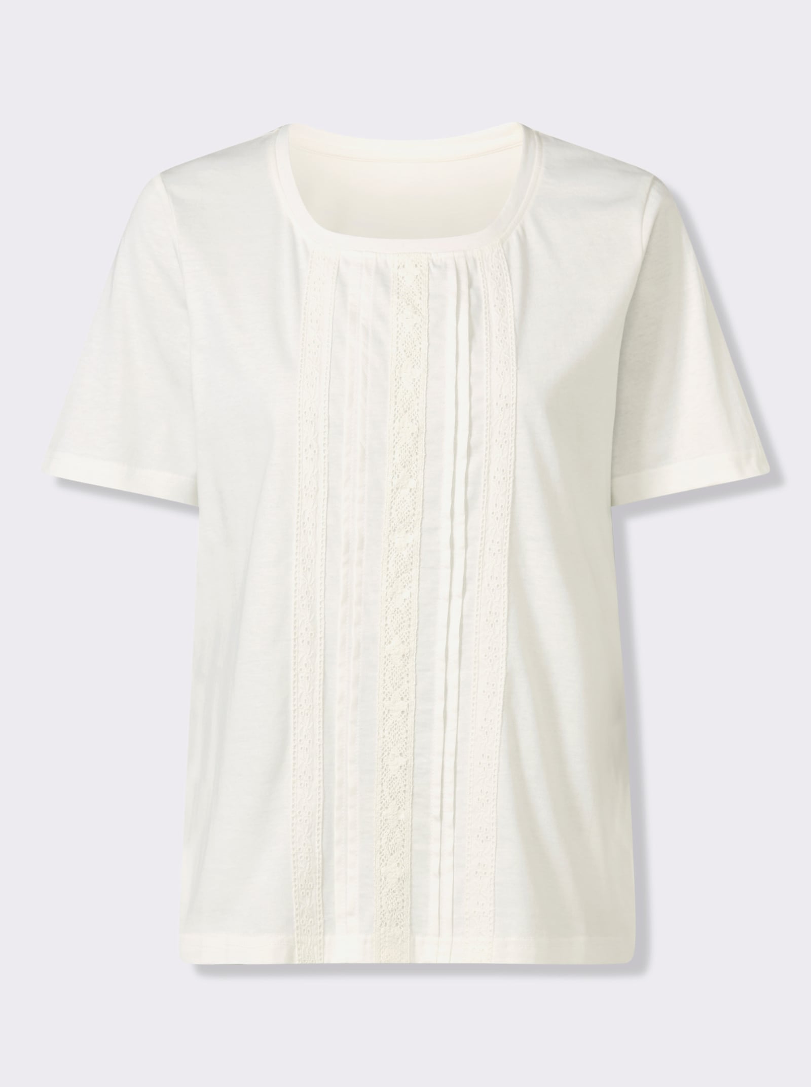 Kurzarmshirt in figurfreundlicher A-Linie - ecru