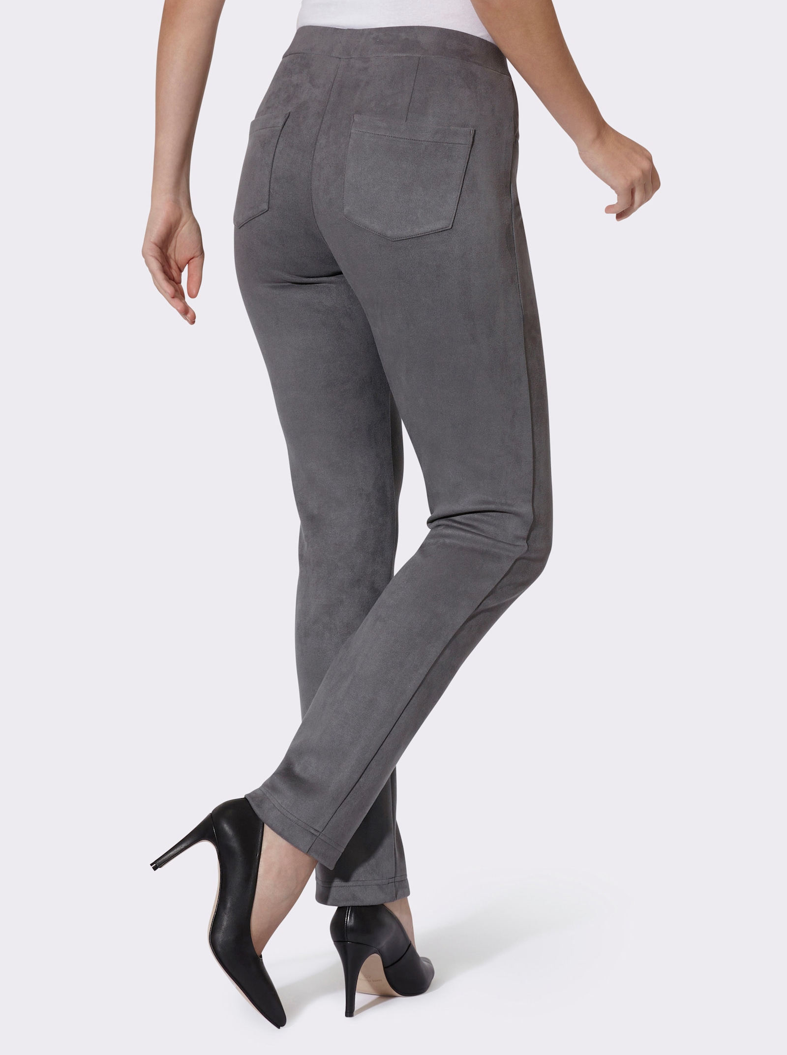 heine Schlupfhose aus Veloursleder-Imitat - anthrazit
