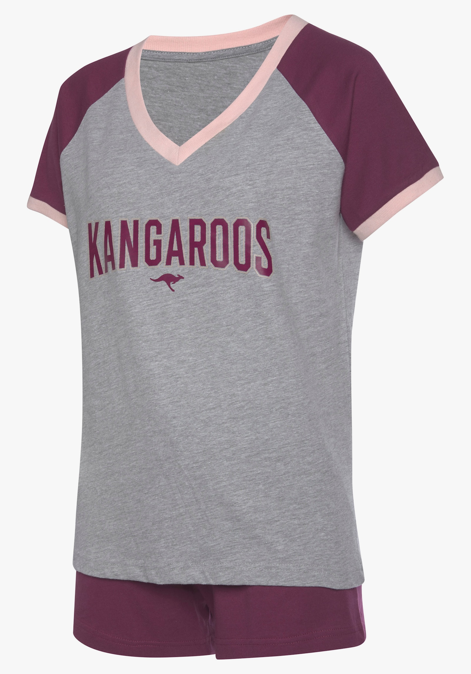 KangaROOS Shorty - bordeaux-grau-meliert