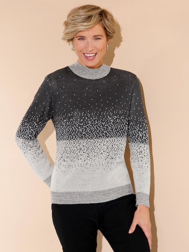 Jacquardpullover - ecru-graphit-gemustert