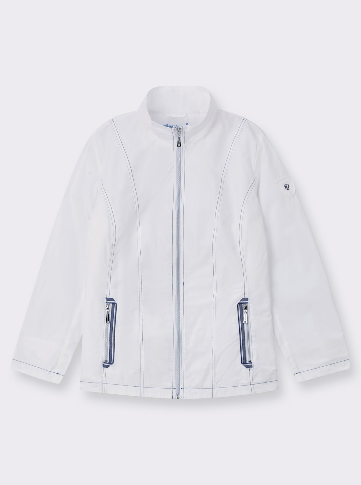 Übergangsjacke mit kontrastfarbigen Ziernähten - weiß