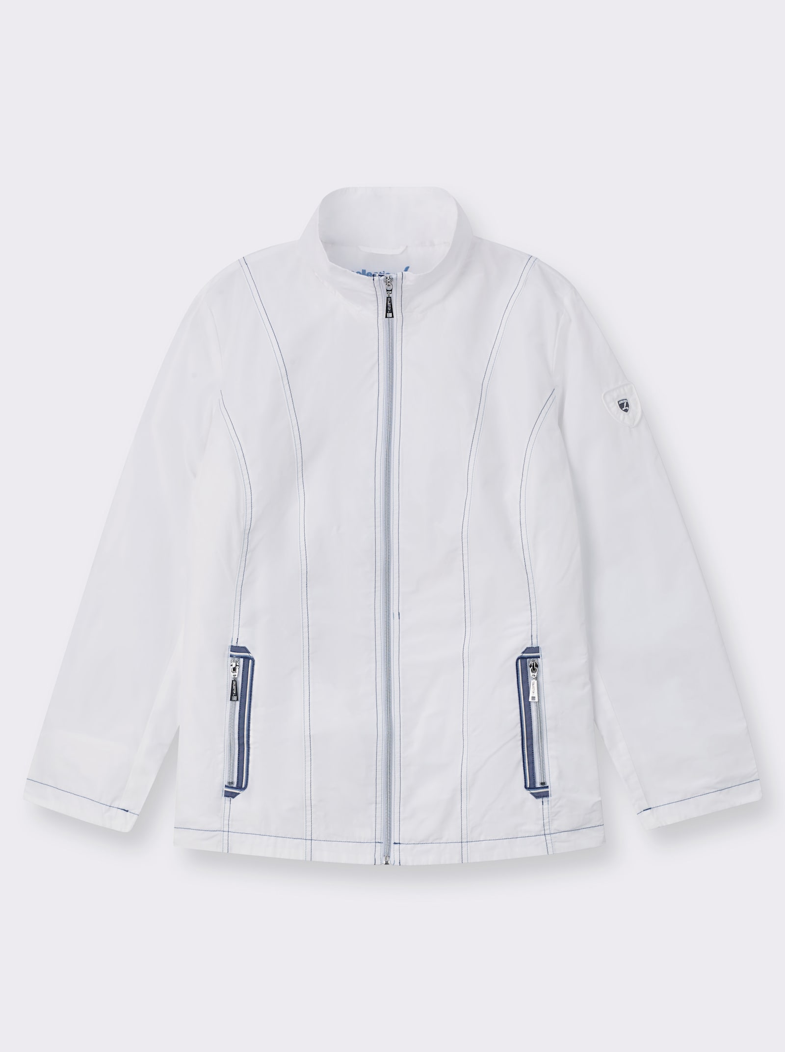 Übergangsjacke mit kontrastfarbigen Ziernähten - weiß