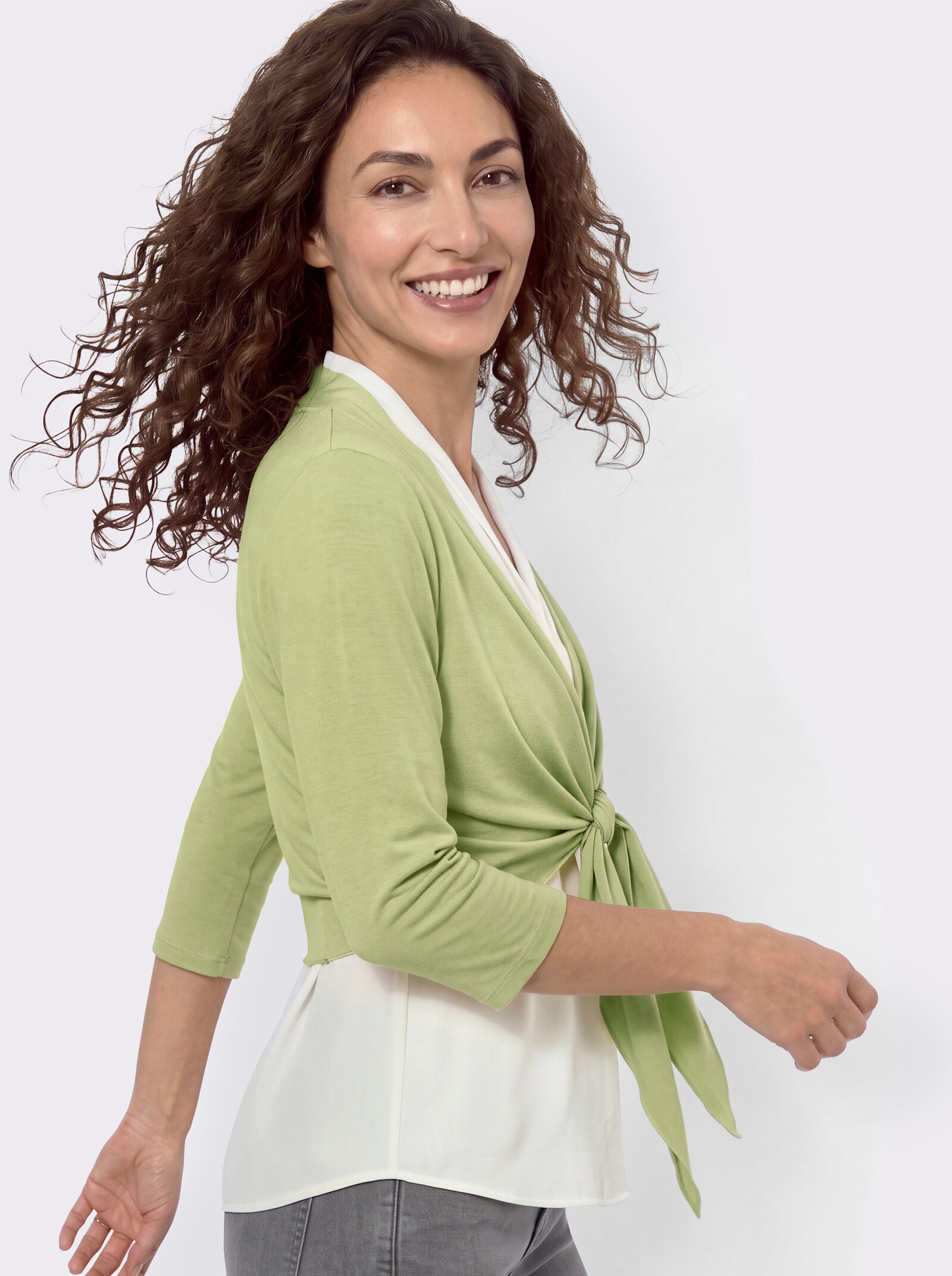 Bolero mit schrägem Saum - lindgrün