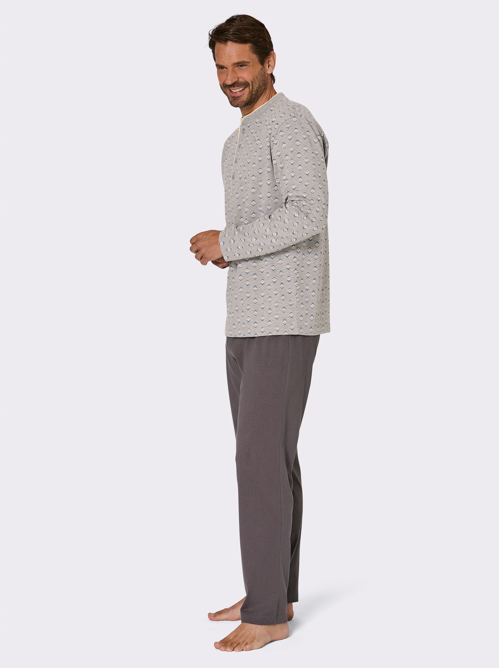 wäschepur men Schlafanzug - grau-meliert-anthrazit-bedruckt