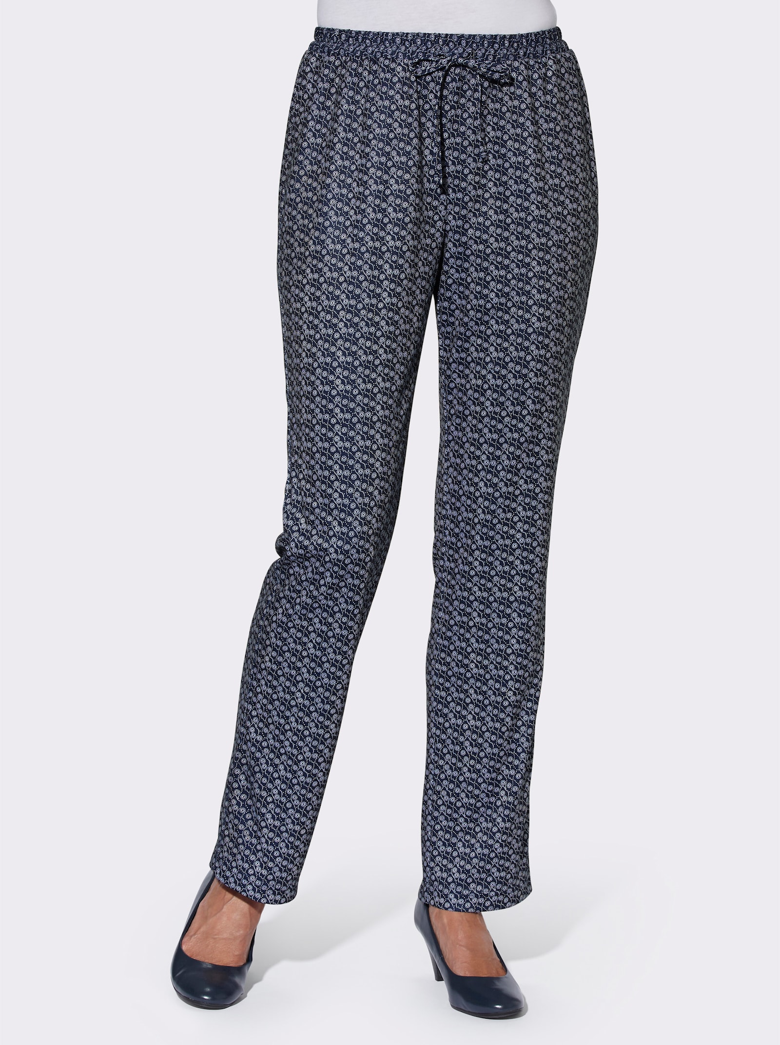 Jerseyhose in Schlupfform - marine-gewellt