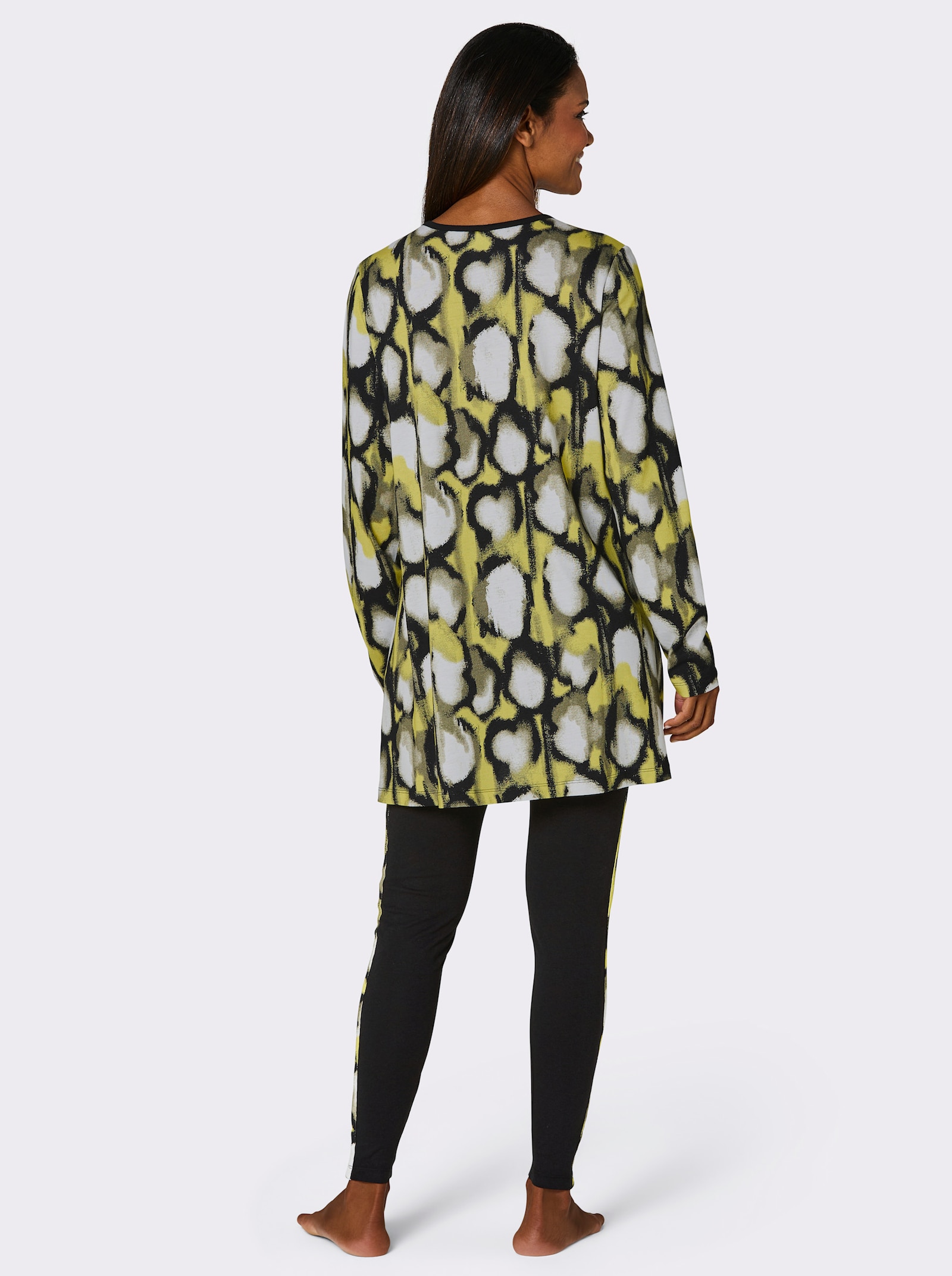 wäschepur Schlafanzug - schwarz-limone-bedruckt