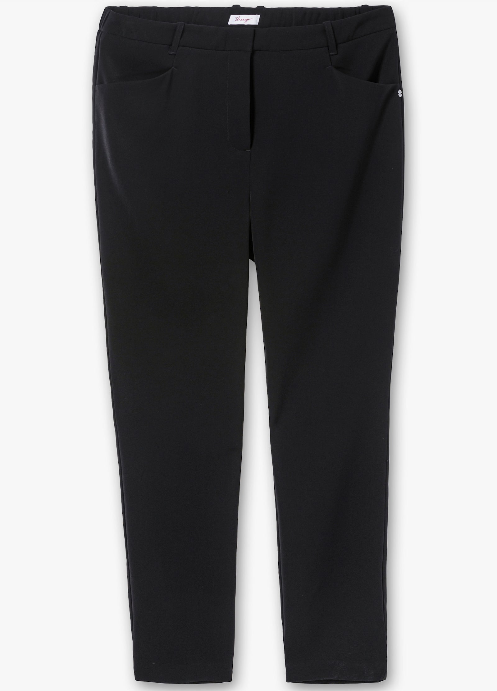 sheego Hose mit schmalem Bein, knitterarm - schwarz