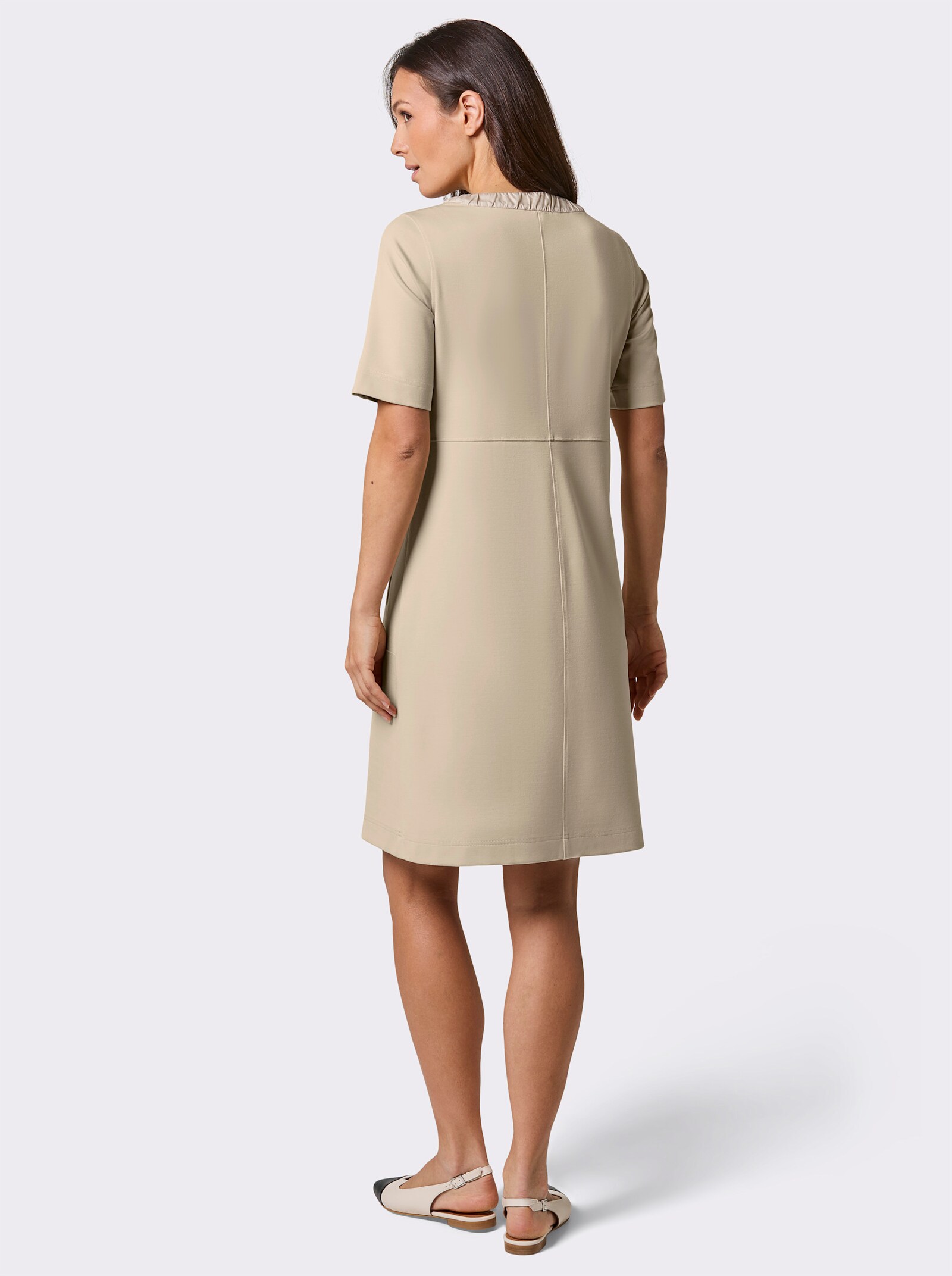 CREATION L PREMIUM Jerseykleid mit Raffungen - sand
