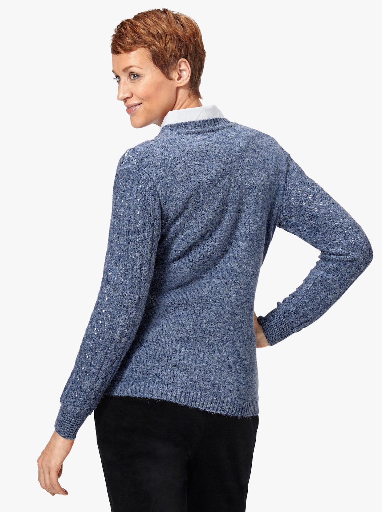 Strickjacke - blau-meliert