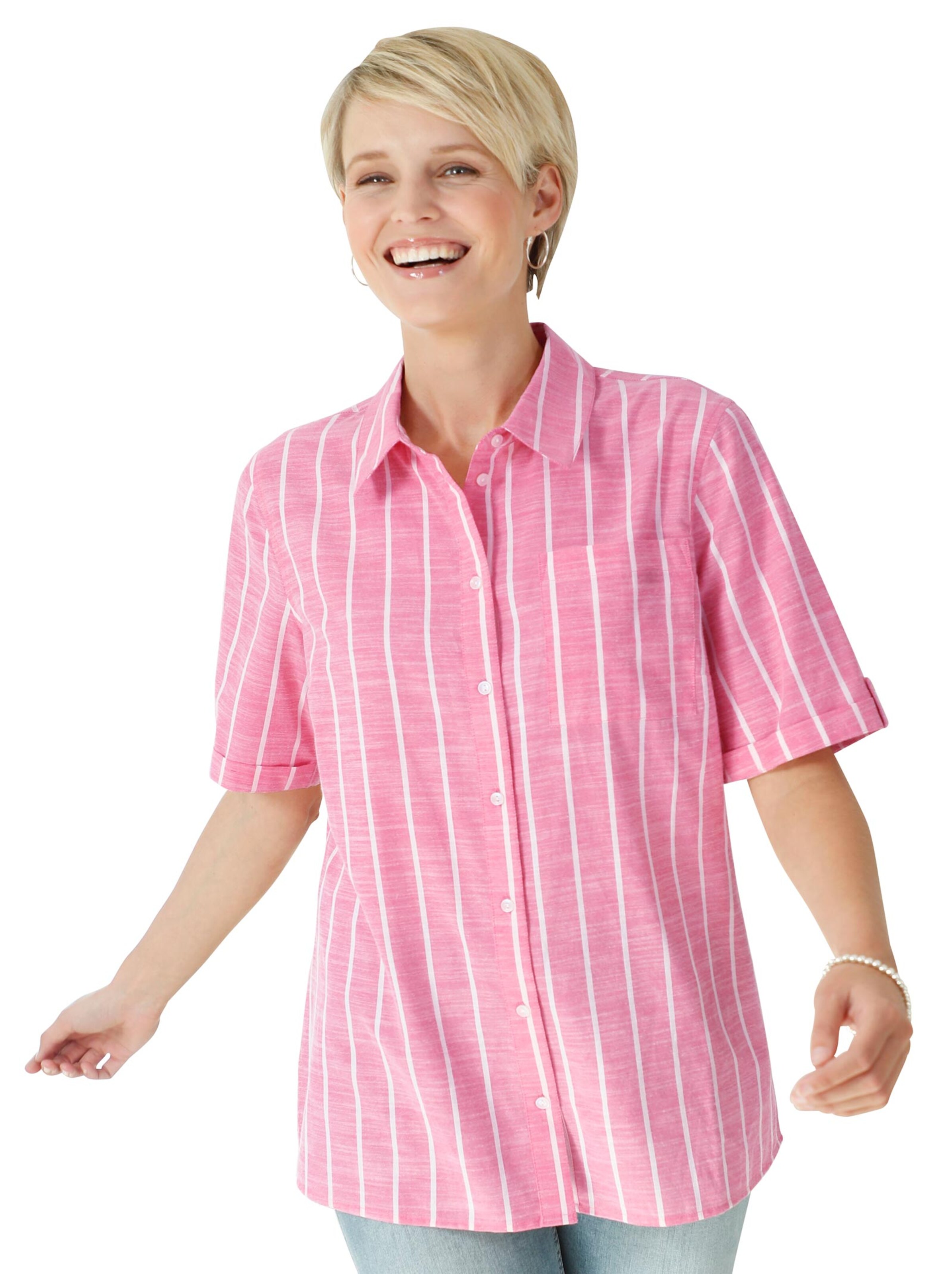 Bluse - pink-gestreift