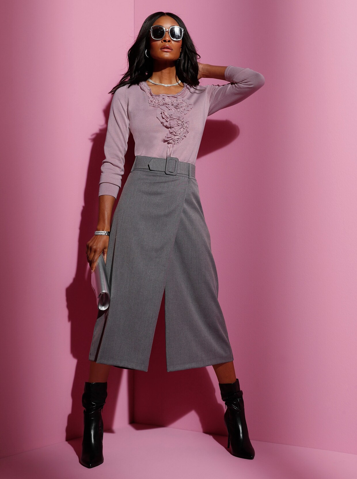 Langarm-Pullover - rosé