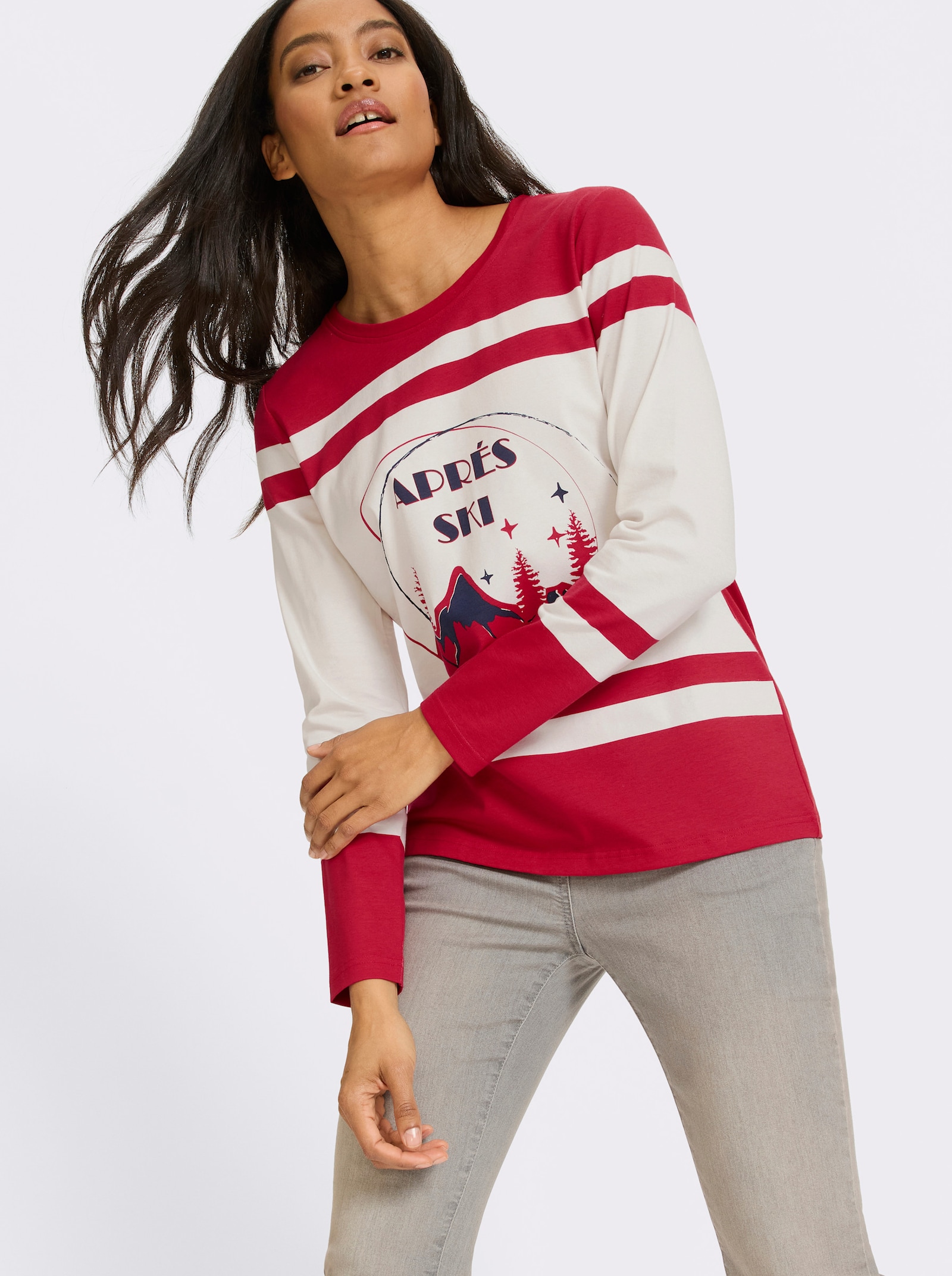 heine Langarmshirt mit Print-Motiv - rot-bedruckt