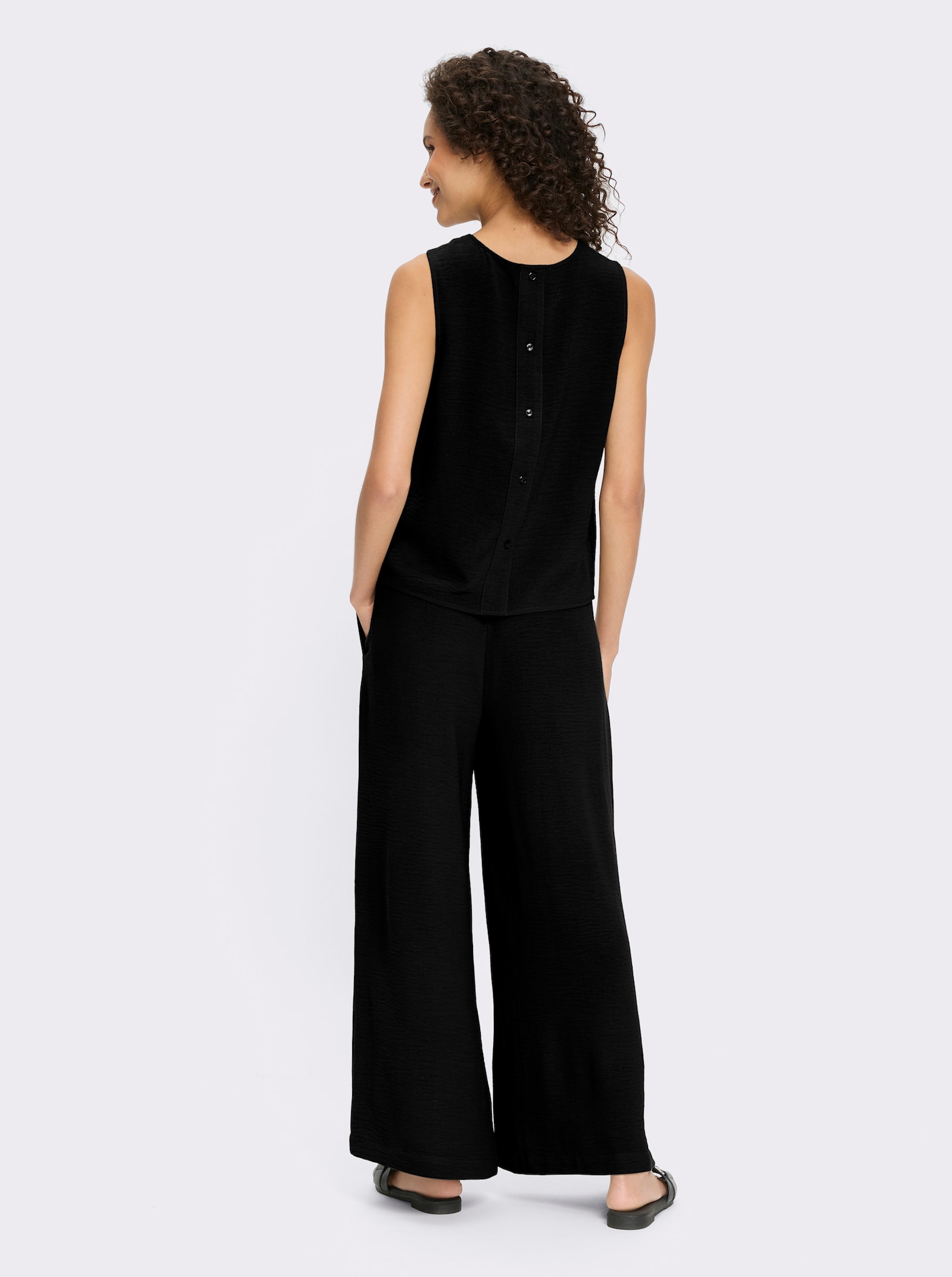 heine Blousetop en broek in uitlopend model - zwart