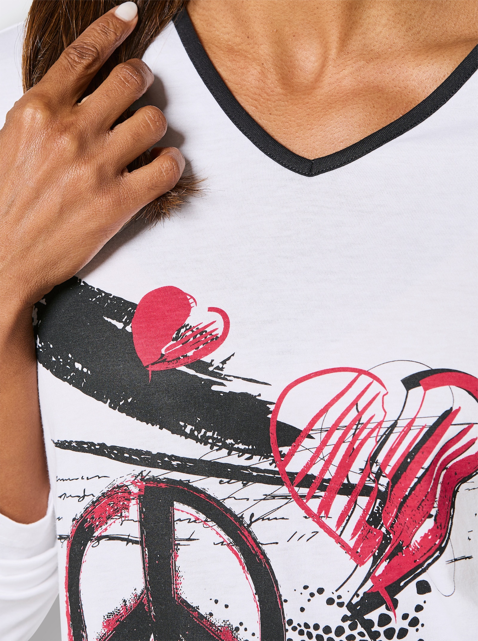 wäschepur Schlafanzug - weiß-schwarz-bedruckt