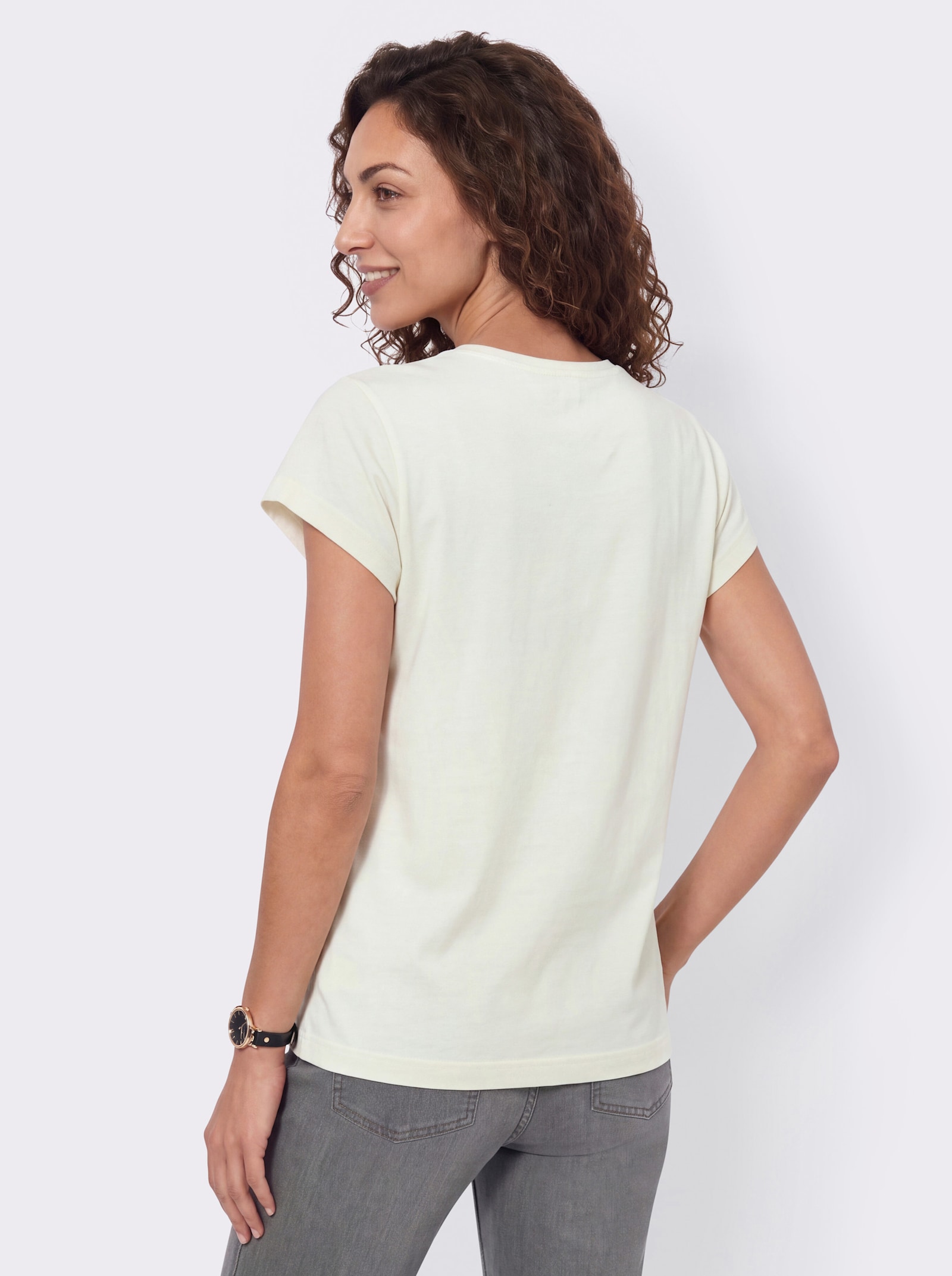 Shirt mit platziertem Druck - champagner-taubenblau-bedruckt