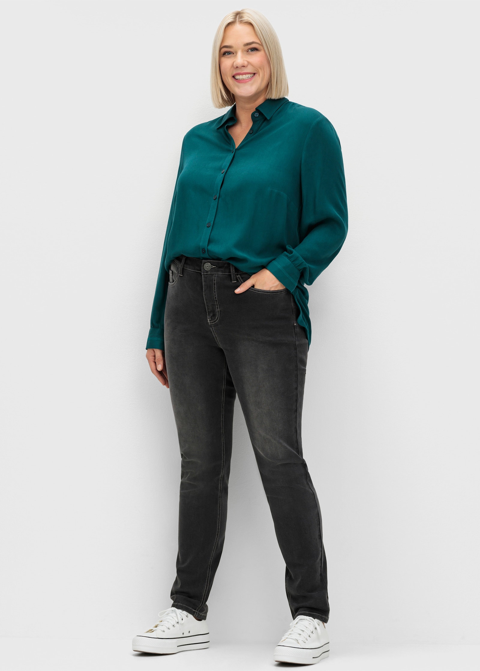 sheego Klassische Bluse aus Twillqualität - petrol
