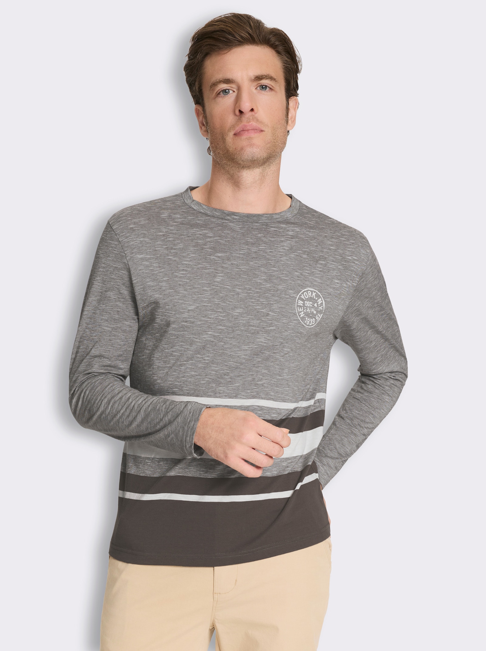 Langarmshirt in leicht strukturierter Jersey-Qualität - graphit