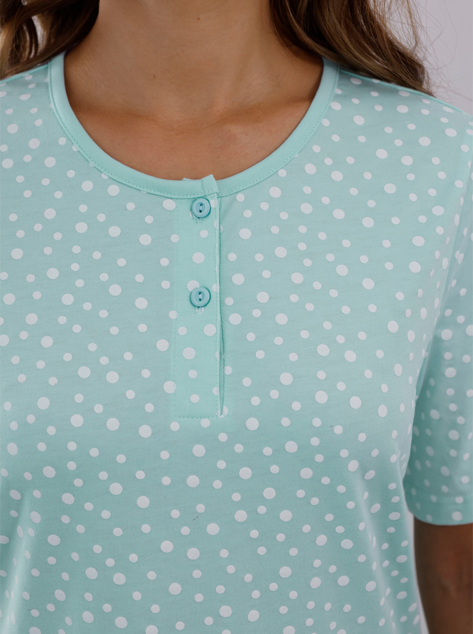 Shorty mit Punkte-Dessin - mint-ecru