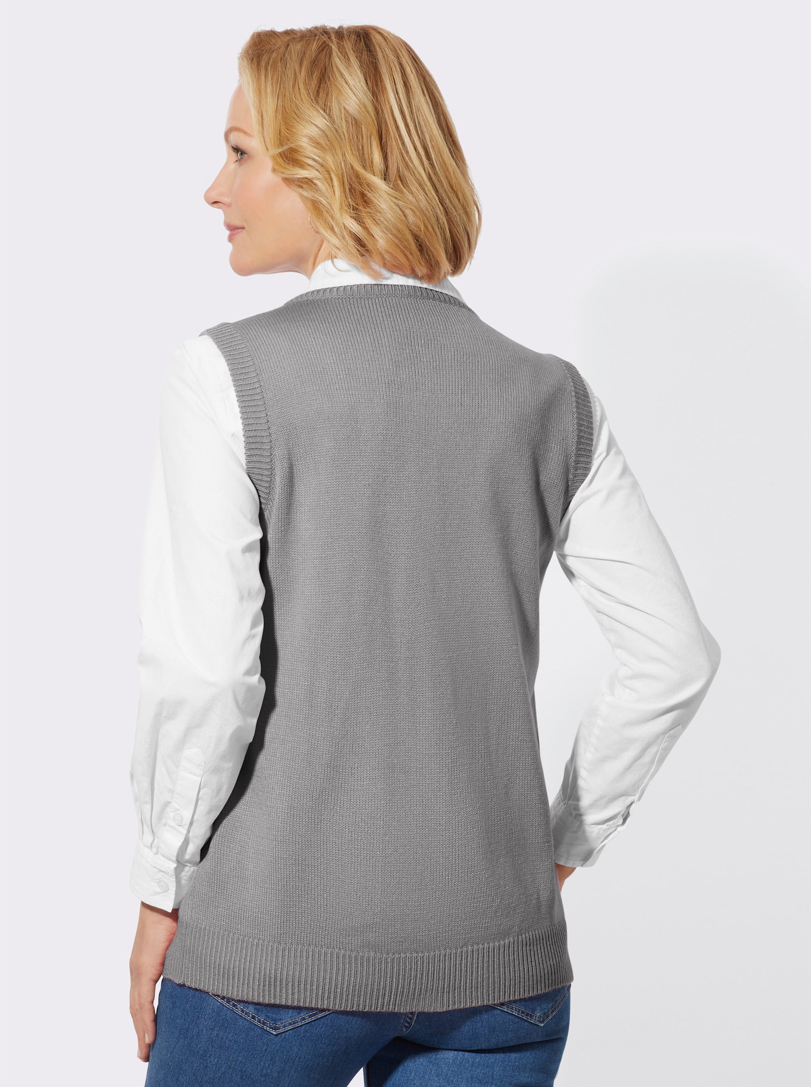 Strickweste in pflegeleichter Qualität - steingrau