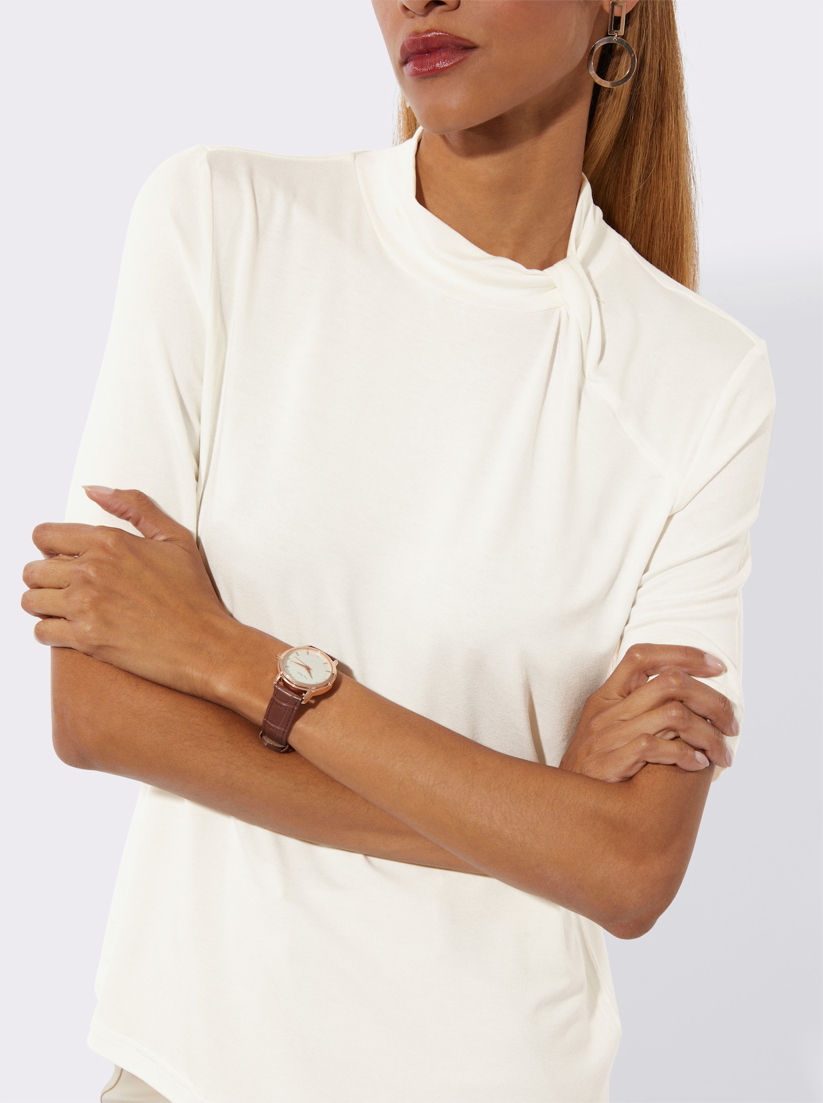 Stehkragenshirt - ecru