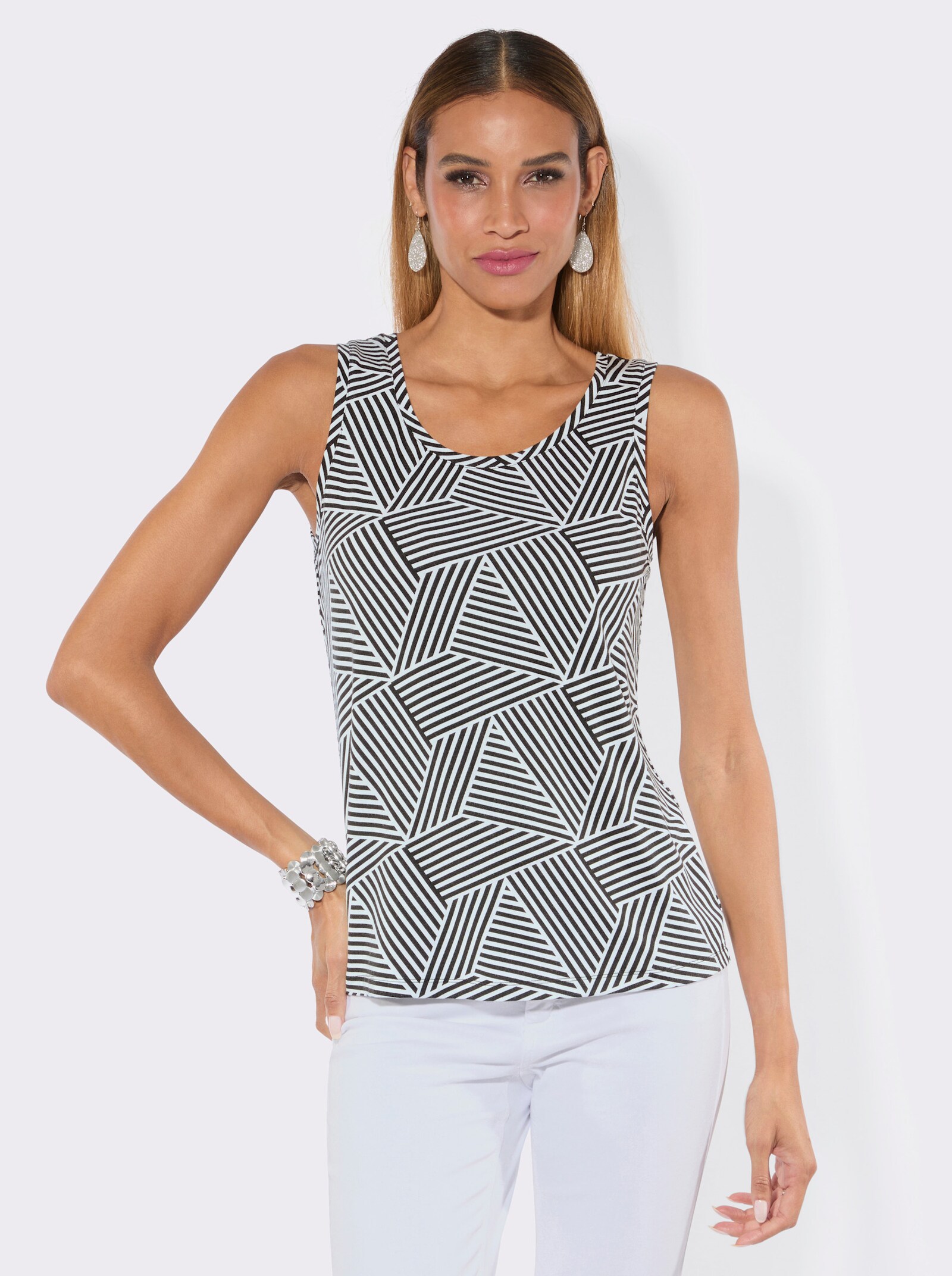 Shirttop mit Grafik-Druck - ecru-schwarz-bedruckt