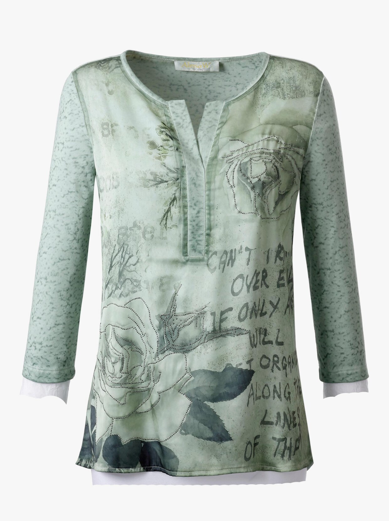 Blusenshirt - kiwi-gemustert