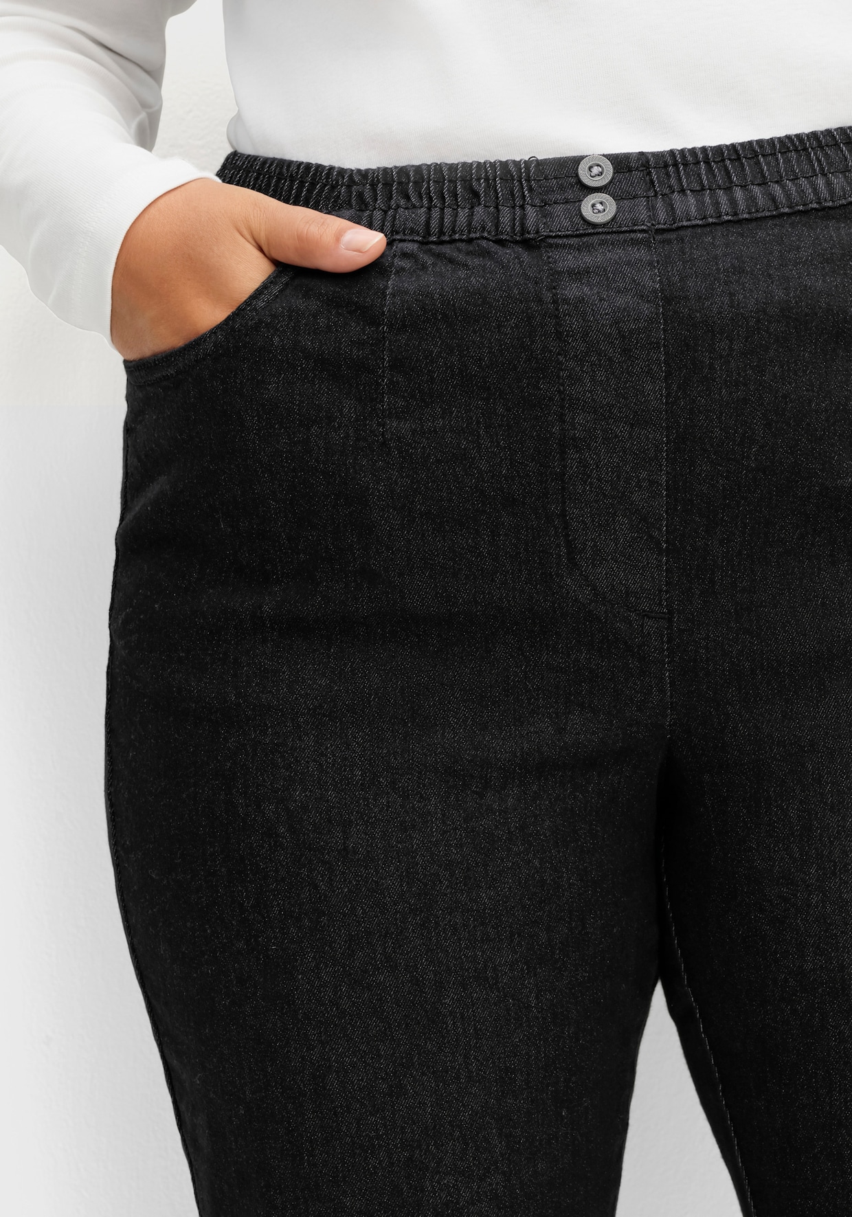 Schlupfjeans - black-denim