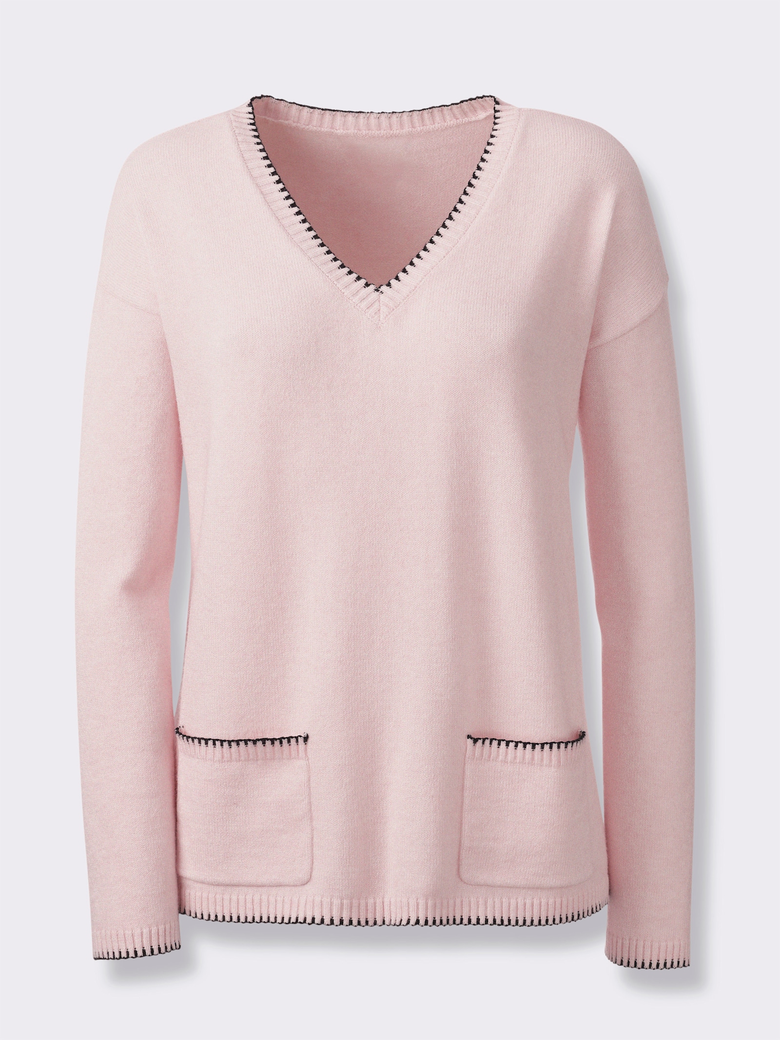 heine Pullover mit Kontrastnähten - hellrosé-meliert