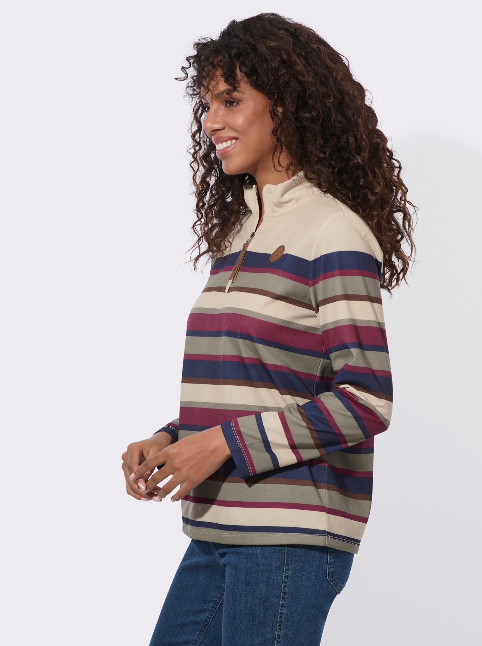 Sweatshirt im Ringeldessin - marine-sand-geringelt