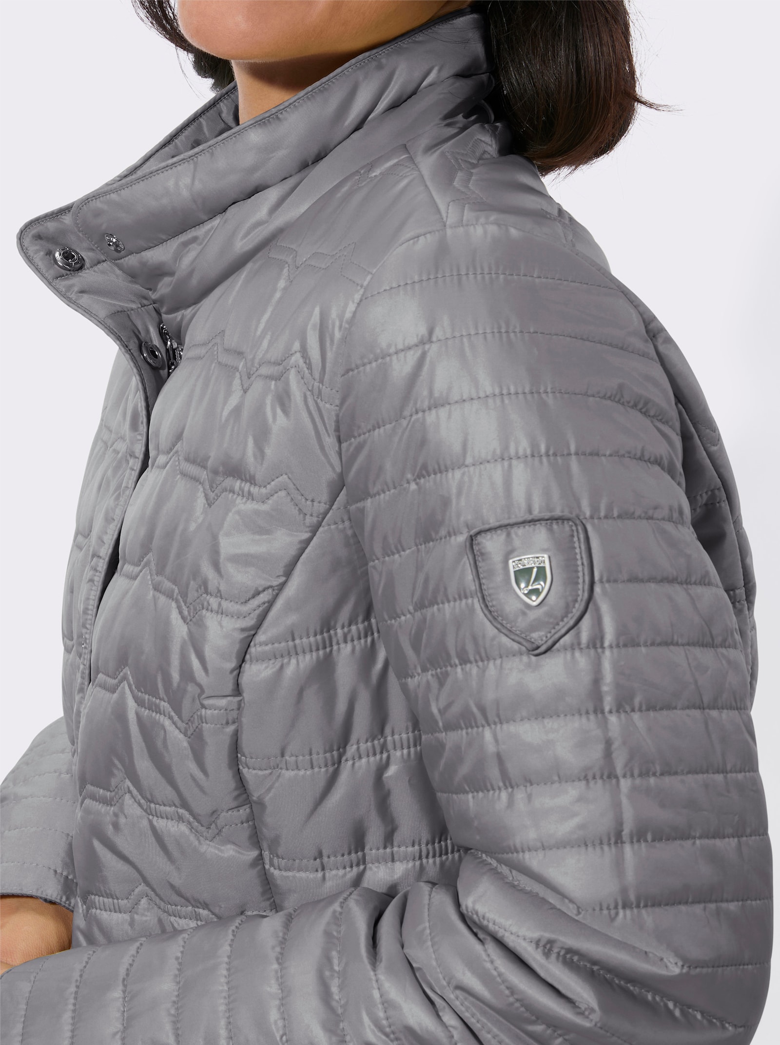 Steppjacke in kontrastreicher Verarbeitung - steingrau