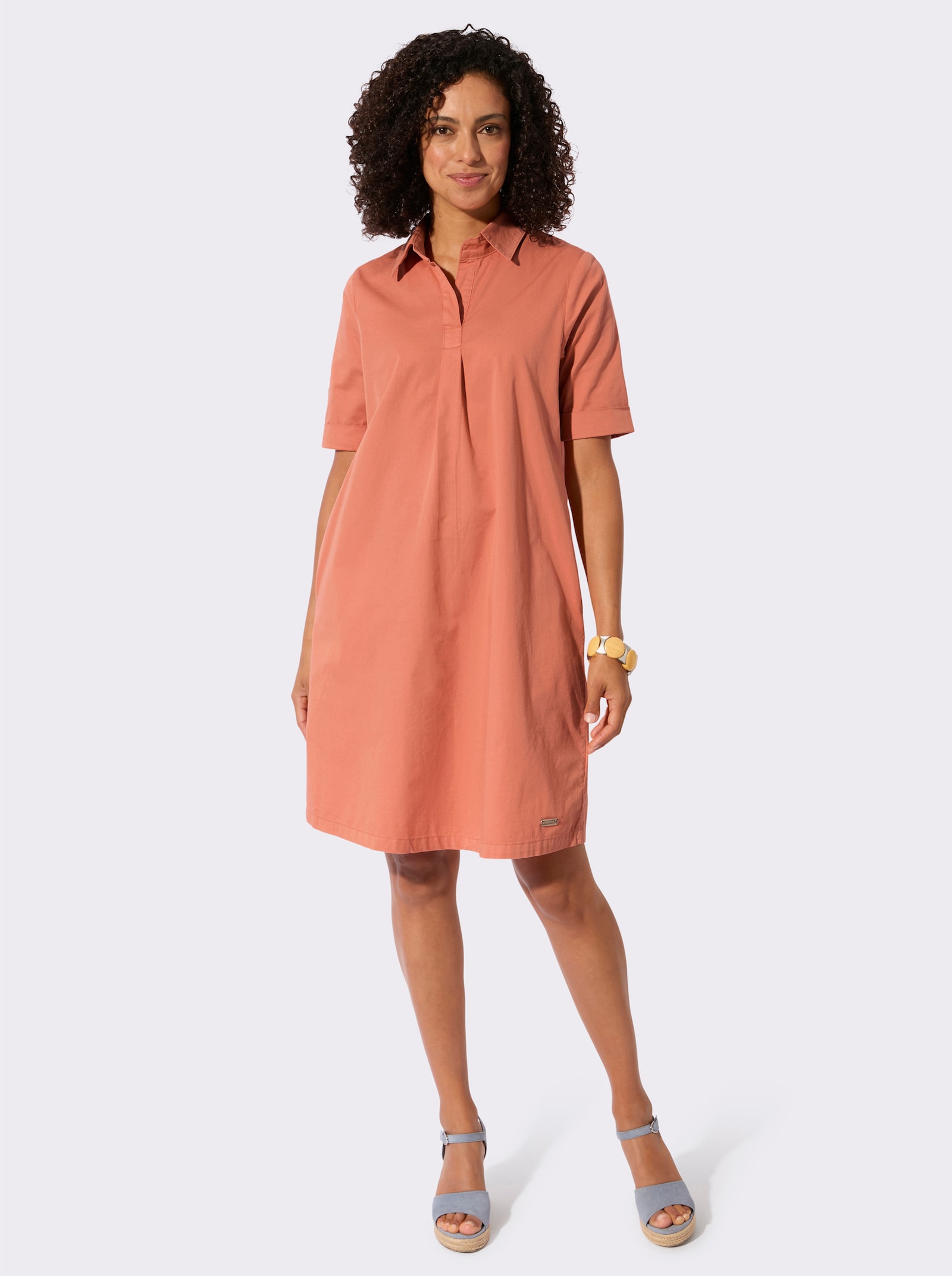 Jeanskleid in A-Form - papaya